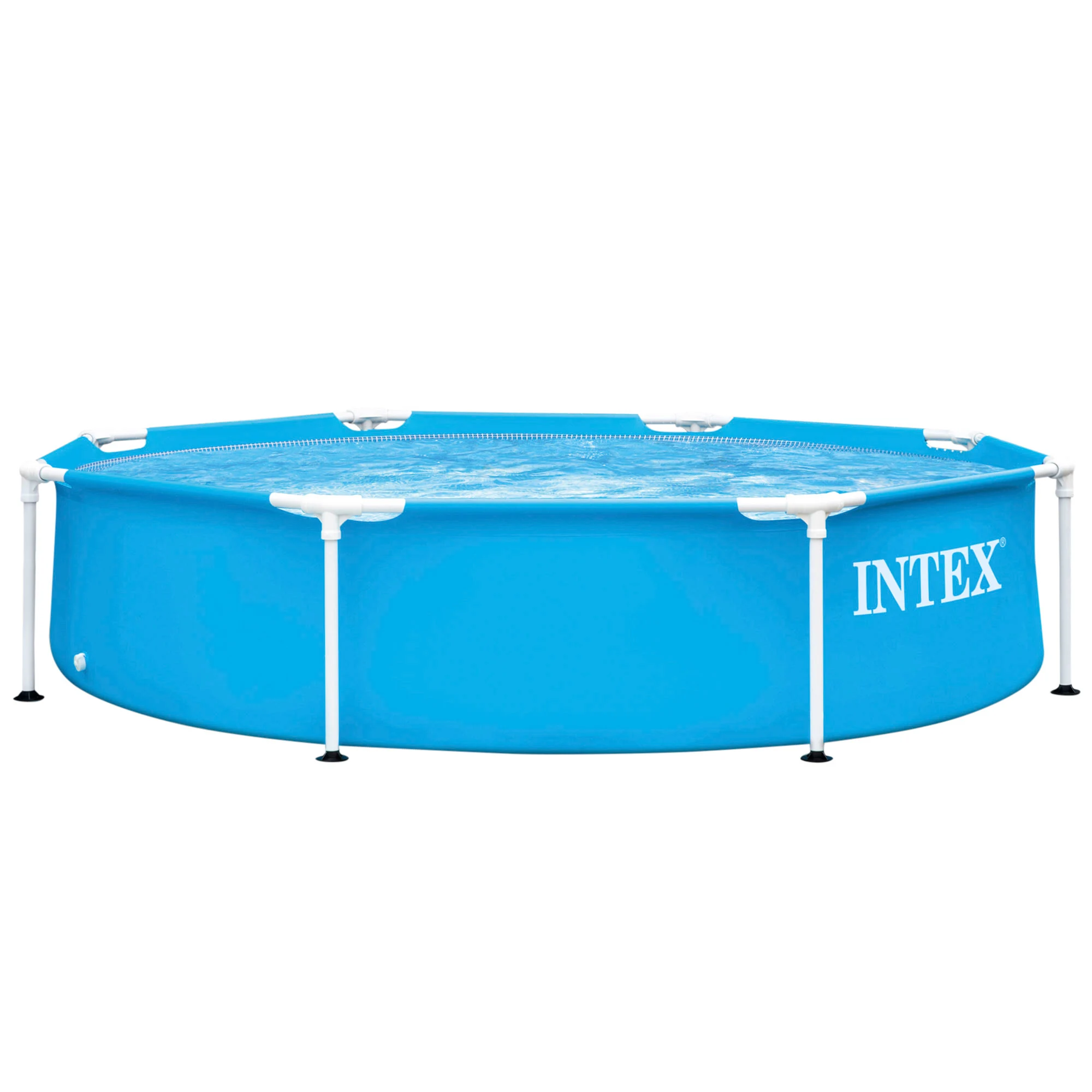 INTEX, piscina desmontable redonda, Metal Frame, medidas Ø244x51 cm, 1.828 litros, lona azul, piscinas infantiles, resistente y duradera, 30 min. montaje, +6 años, material resistente triple capa, codo innovador fácil de montar