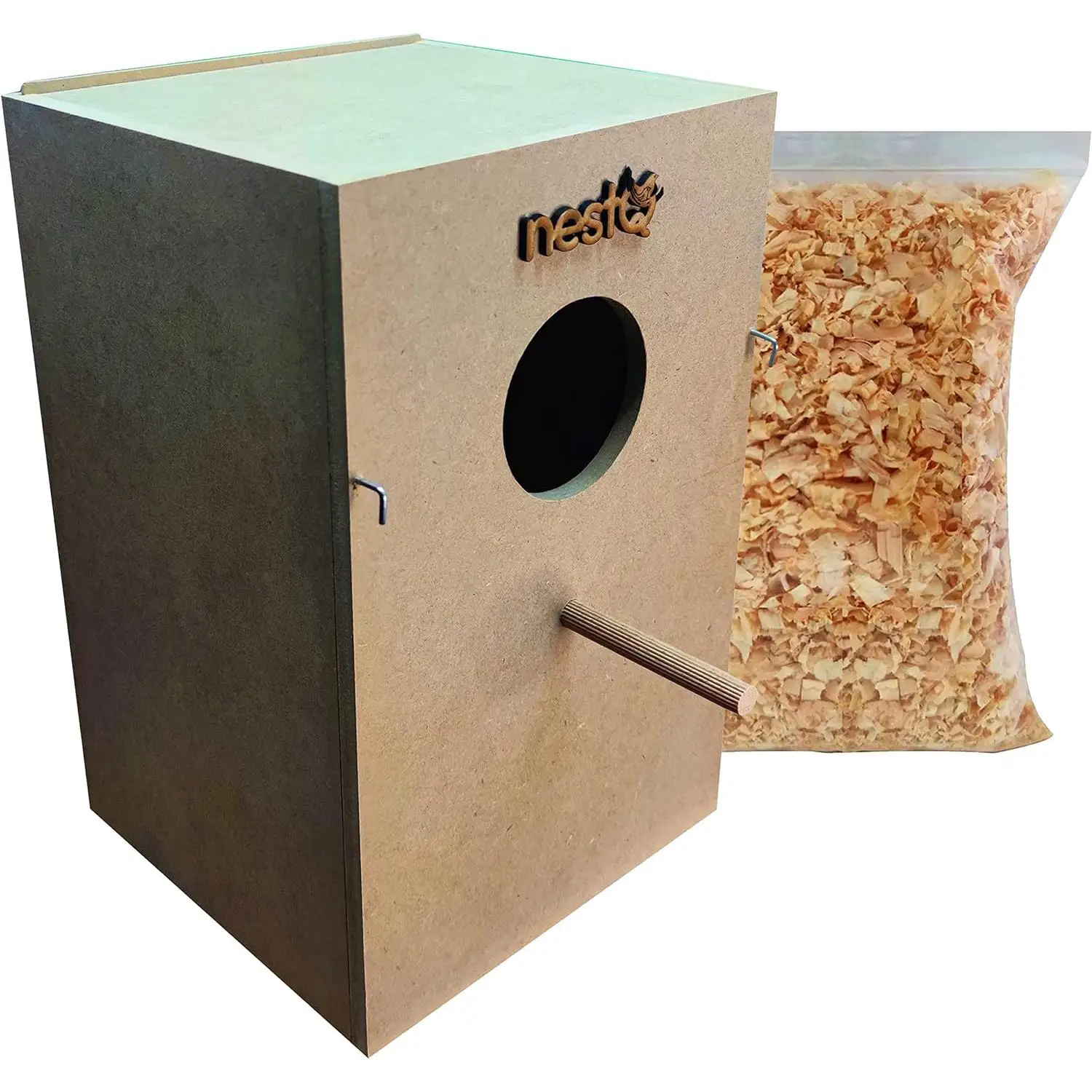 Nestq Nido para Ninfas 35Cm - Casita de Cría de Madera - Nido Grande para Aves - Nido de Madera Vertical
