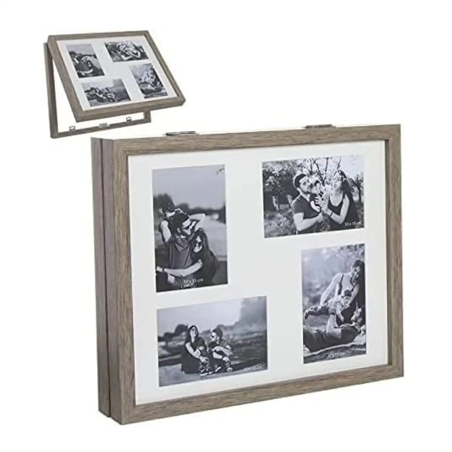 EURASIA store®Light Counter Cover Design Multi Photos-Wooden Electric Counter Cover Rectangular Flip Cap 1 or 4 Photos-48x7x32 cm