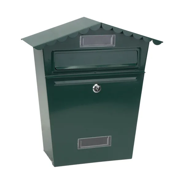 Buzon de correo frida acero galvanizado verde 36x32x10 cm tejado antilluvia, ventana visualizacion