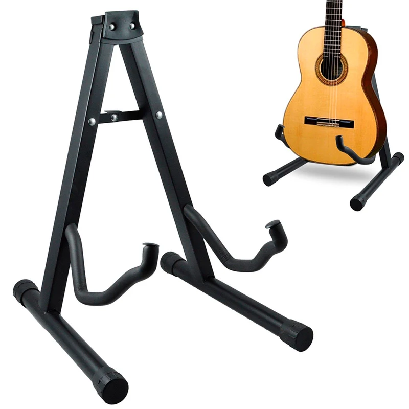 Soporte de suelo para guitarra plegable | Base tipo A con estructura metálica, acolchado protector patas antideslizantes