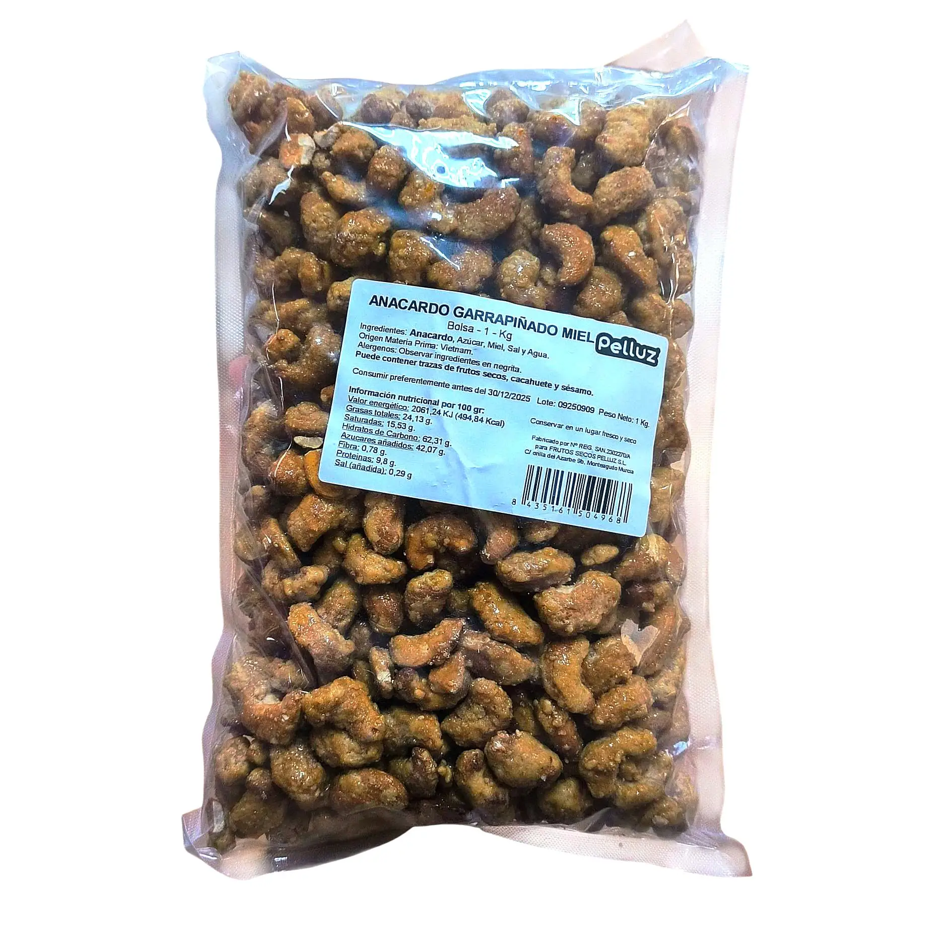 Anacardos Garrapiñados con Miel 1 kg - Snack Natural y Crujiente, Ideal para Dieta Saludable y Sin Conservantes