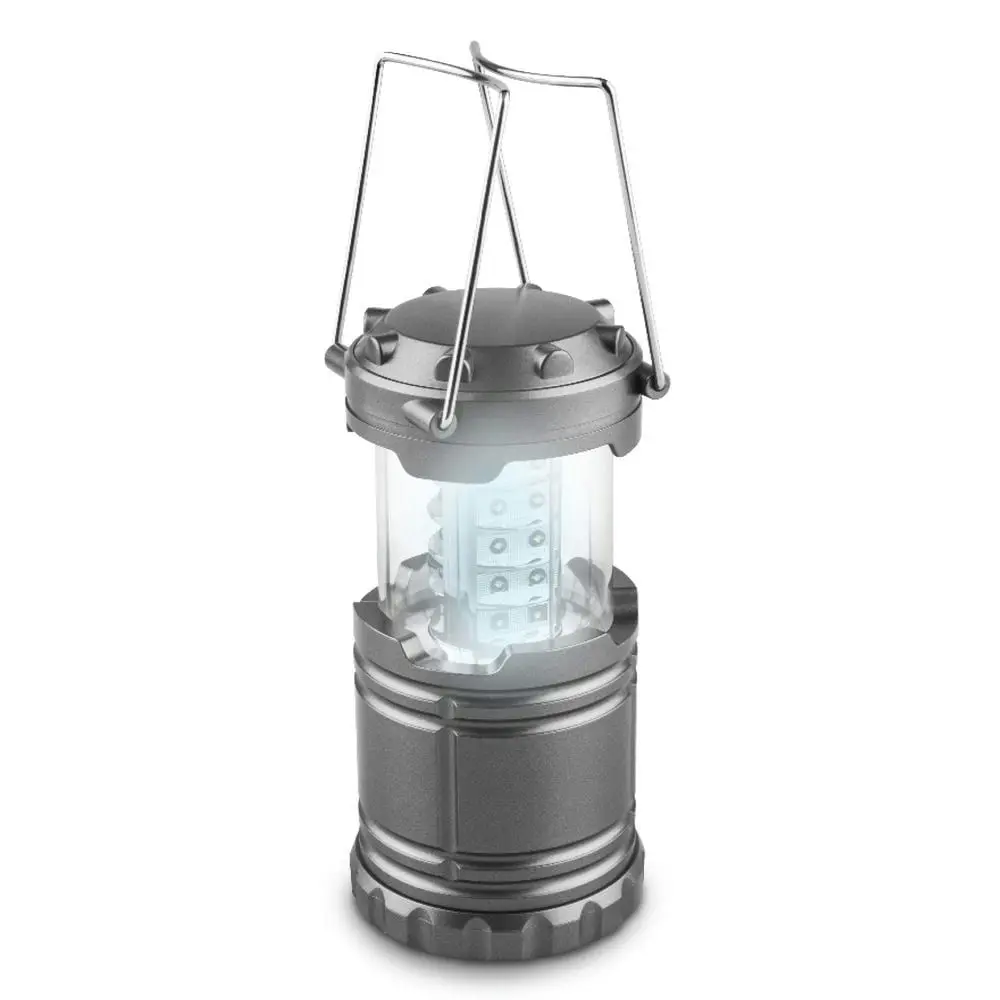 Linterna LED Korpass Camping 200LM - 30 Leds de alta luminosidad - Pilas incluidas (AA x3) - Doble asa/gancho independientes - Diseño extensible con iluminación de 360º - Protección IP65, resistente a