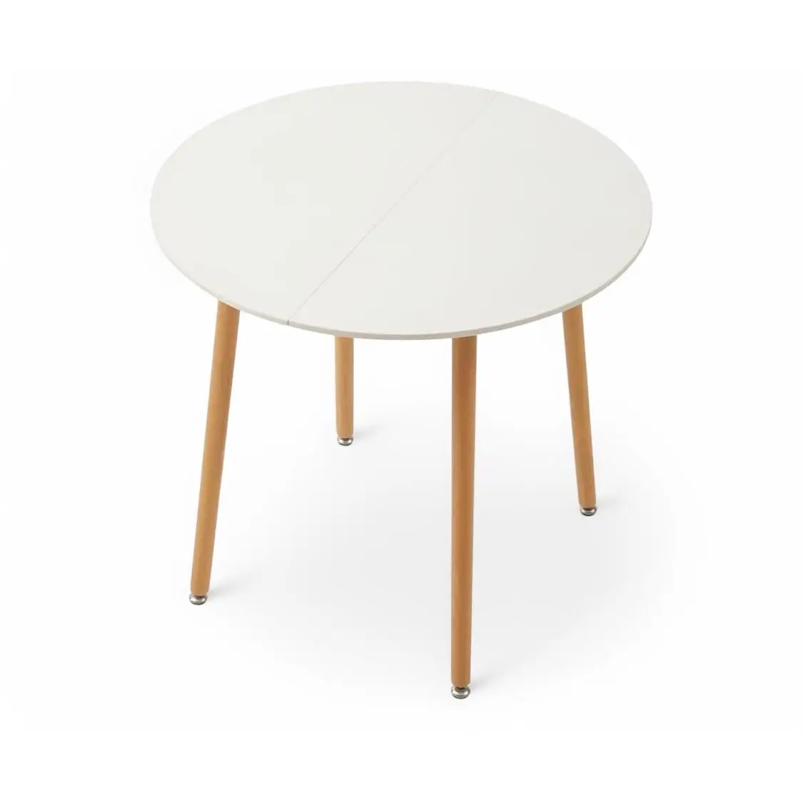 ORION91oficial® - Mesa Redonda Doble Tablero (Ø80 x 74cm) Blanca 4 Patas Redonda Madera de Haya, Estilo Nórdico, Bar,Restaurante,Hostelería,Comedor,Salón,Cocina,Teletrabajo,Oficina - spaziOrion91