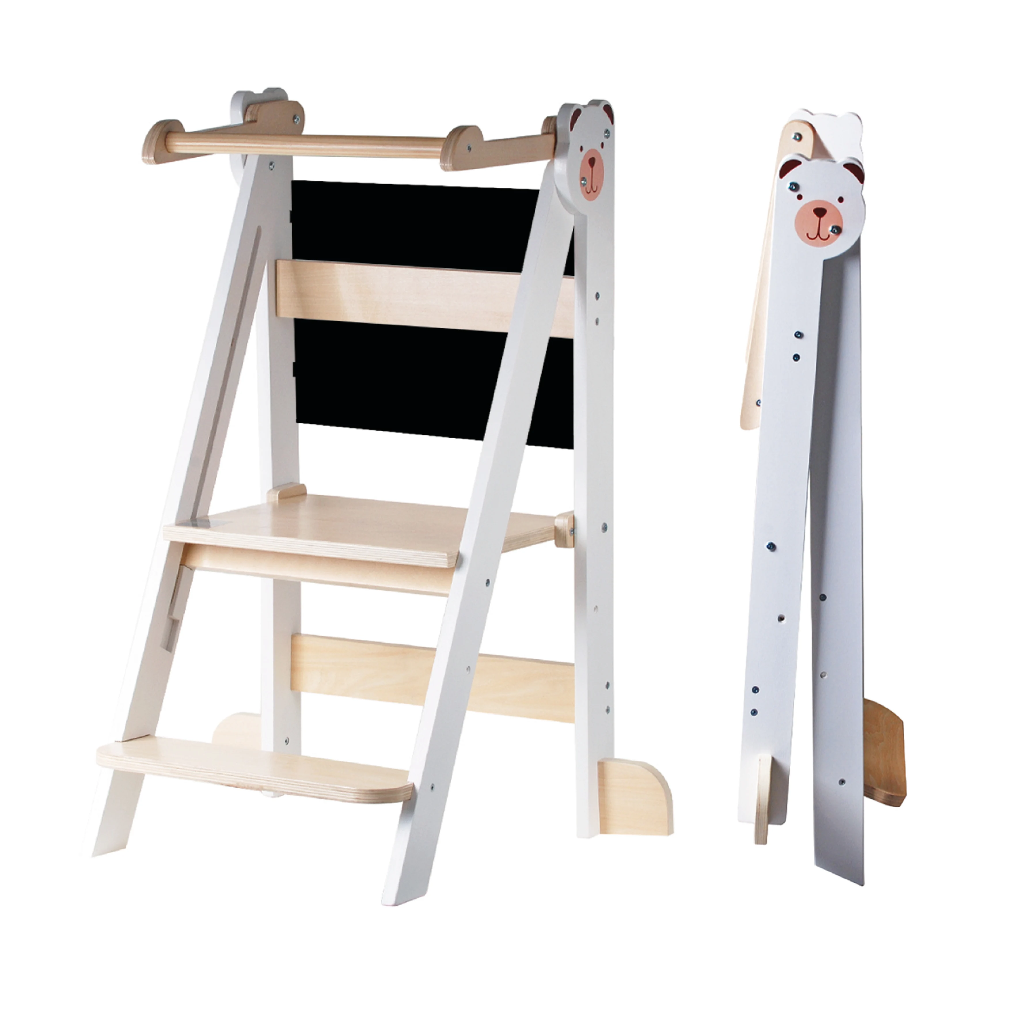 Buddy Baby Xplora - Torre de Aprendizaje y Torre de Ayuda en la Cocina - 2 en 1 - Plegable y con 2 Alturas -Escalones Infantiles con fácil Montaje - Ligera y Portátil - Seguridad  con la normativa