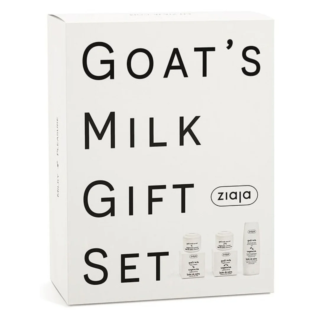 Ziaja Set de Regalo Leche de Cabra con Crema Facial de Día, Crema Facial de Noche y Crema de Manos para Piel Seca o Normal, Hidratación y Nutrición Completa. viene en caja regalo perfecto para regalar. cuida tu piel con ziaja