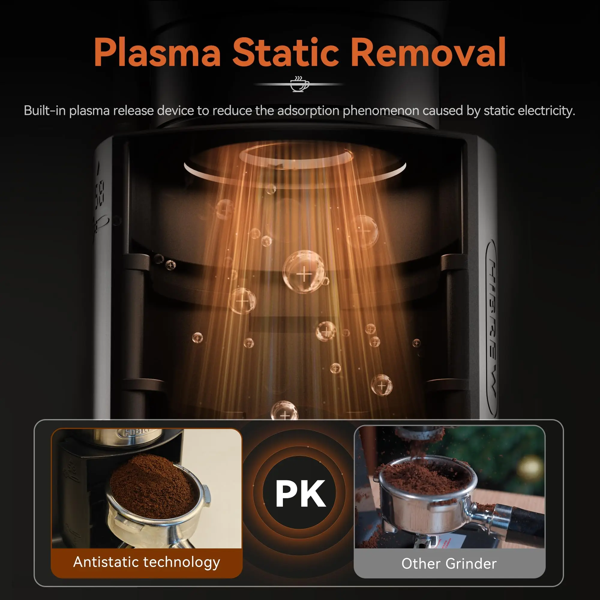 HiBrew G3A Coffee Grinder, 51 58 mm Filter Holder, 31 Precision Adjustment Levels, Electric Coffee Grinder for Turkish Coffee Makers/espresso/moka/Drip/French Press