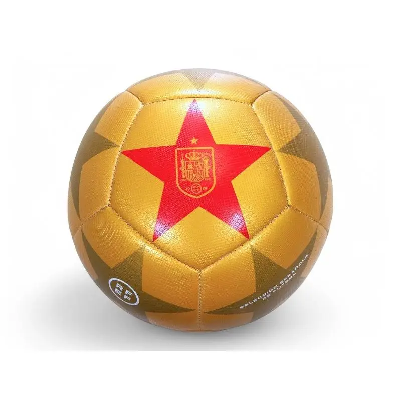 RFEF - Balón de Fútbol Oficial | Detallado con el Escudo de la Selección Española y la Estrella del Mundial - Color Dorado | Talla 5