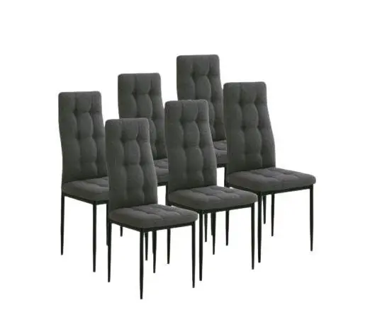 Set of 6 chairs model Zuni. Gray upholstered with black metal legs