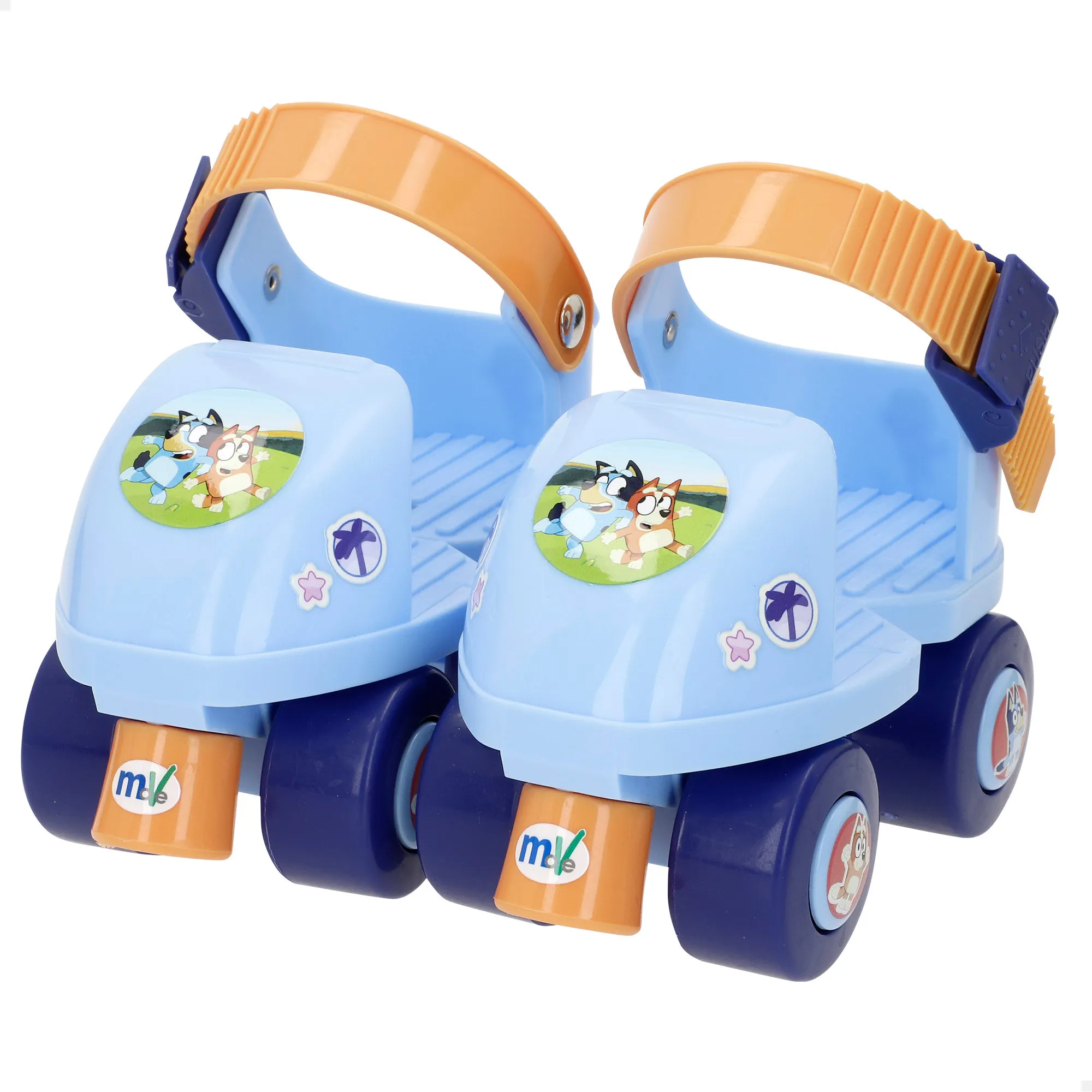 Bluey Patines 4 ruedas, talla 22 a 29, máx. 20 kg, niños +3 años, medidas, talla ajustable, freno delantero, diseño colorido, desarrollo de la motricidad fina y estabilidad, actividades exterior,