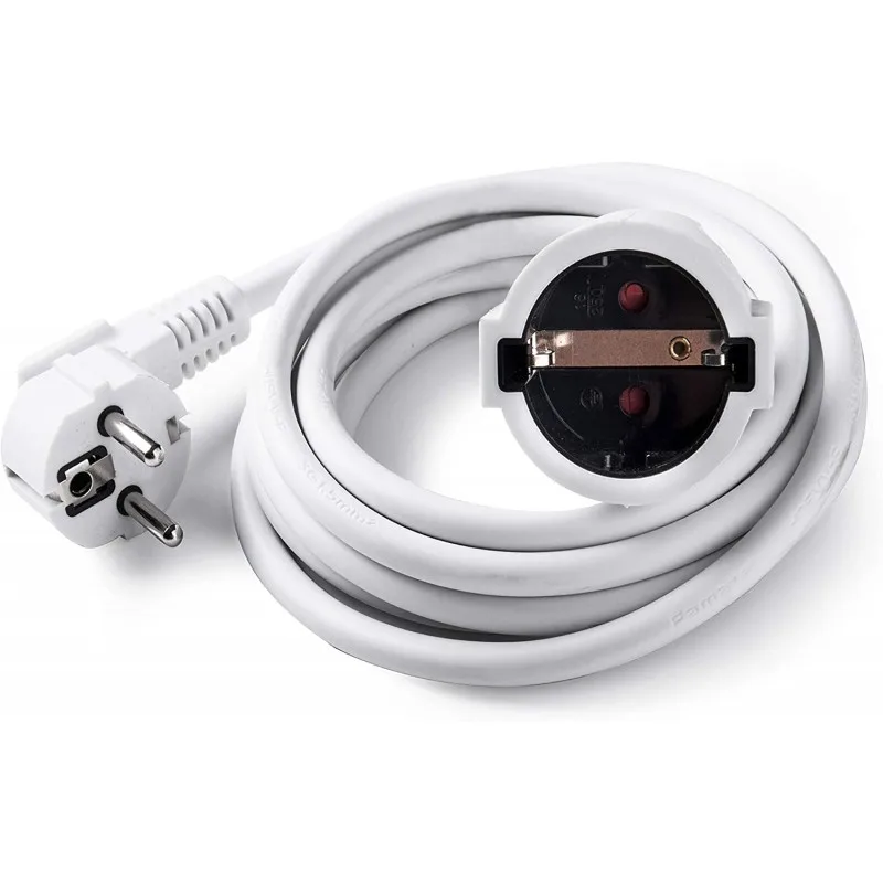 Famatel - Alargadera eléctrica 3 m 16 A con cable 3x1,5 mm² blanco, certificada CE y H05VV-F, con protección infantil y resistencia a la flexión excesiva para uso doméstico y oficina