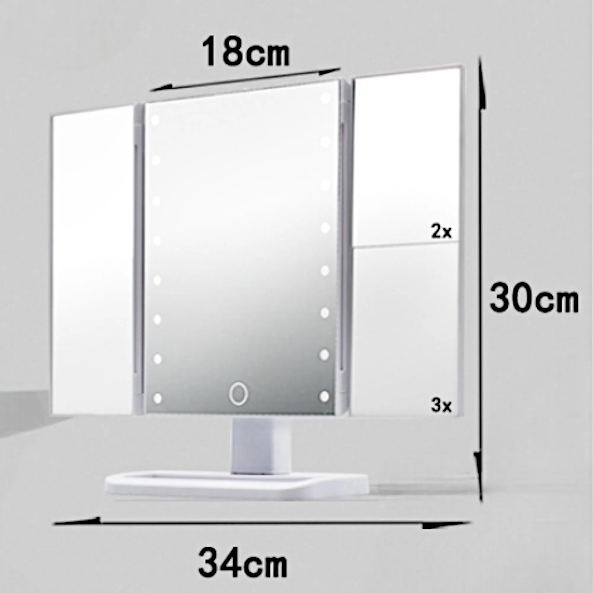 Allpercom white bathroom mirror 18x11x30cm with LED lights