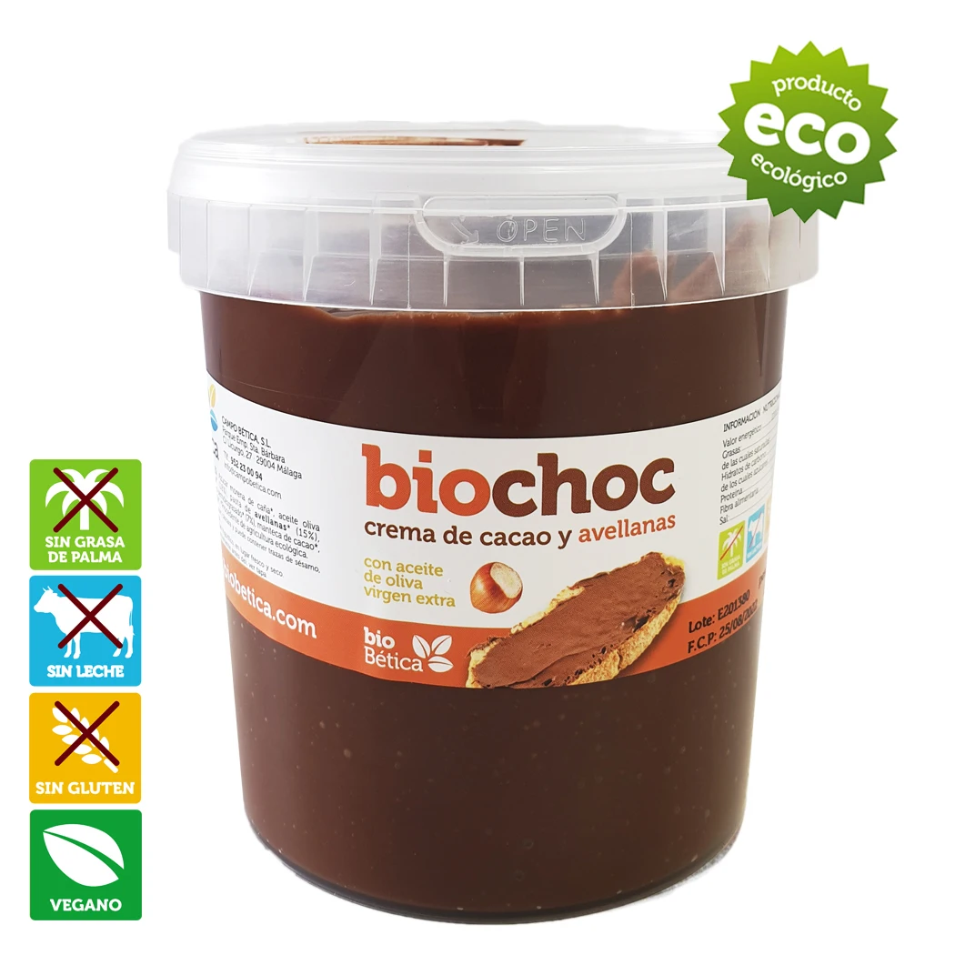 Biochoc avellana, 1 kg - Crema cacao para untar ecológica con aove y avellana