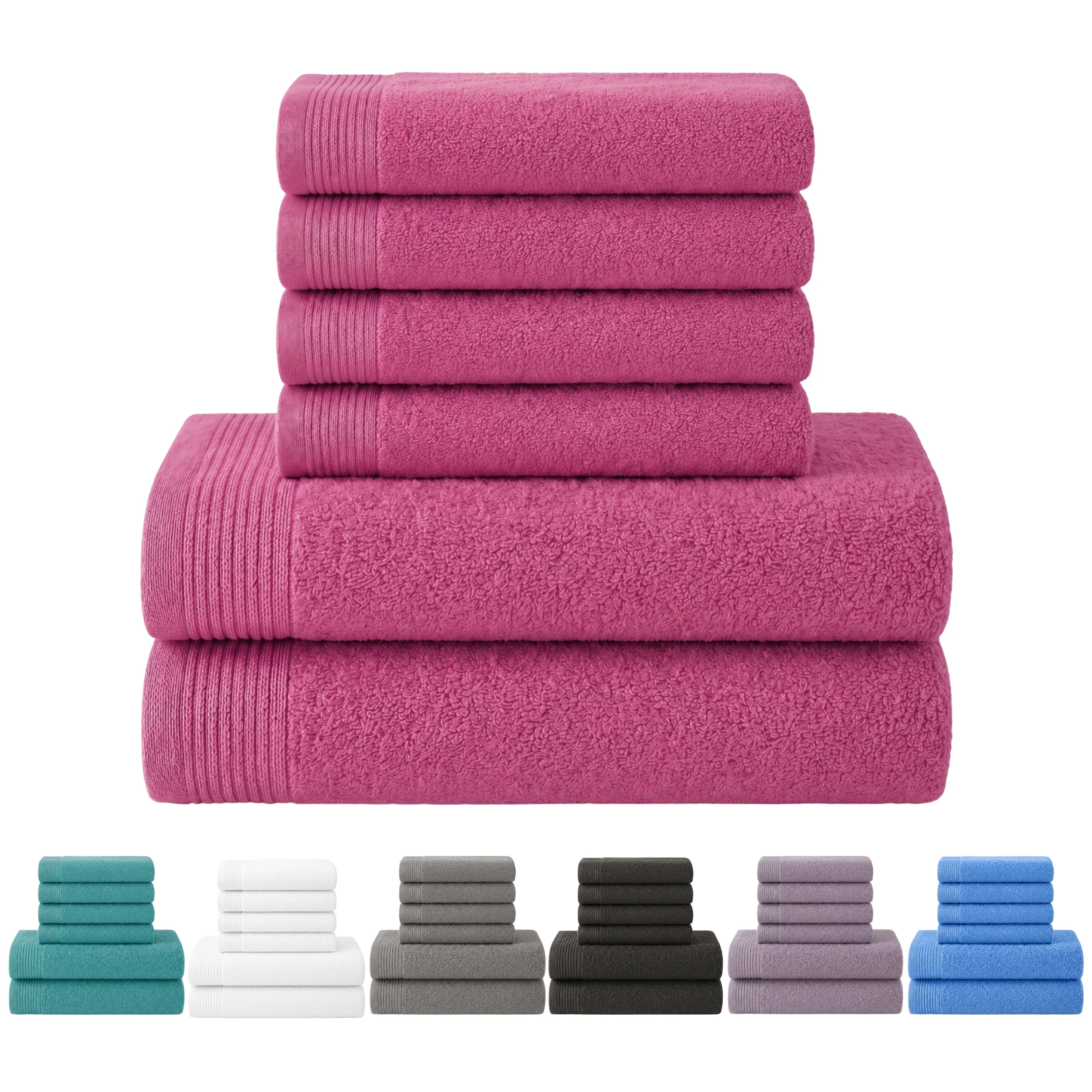 Novotextil Juego de Toallas 6 Piezas 100% Algodón 500 g/m² – Pack Baño o Ducha con Toallas de Mano o Cara – Suaves y Resistentes