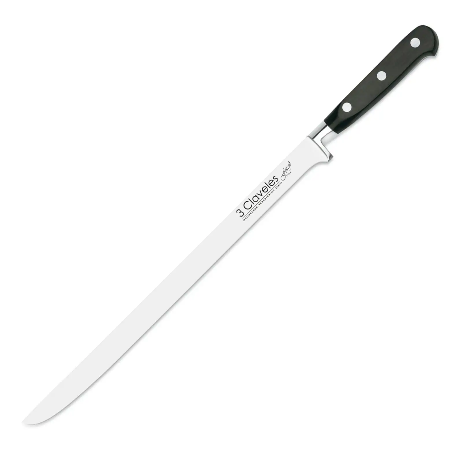 3 Claveles Forgé - Cuchillo Jamonero Profesional 30 cm Acero Inoxidable