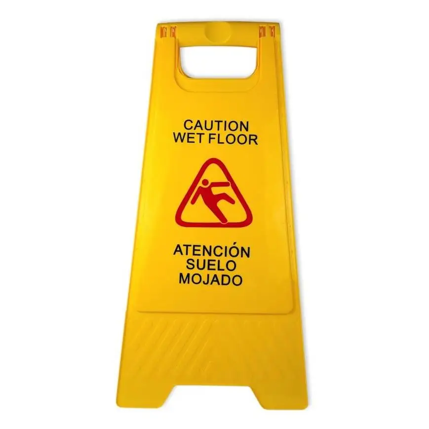 Cartel de Prevención para Pavimento Mojado, Alta Visibilidad Amarilla, Uso Interior y Exterior, 60 cm de Altura - Wagtail