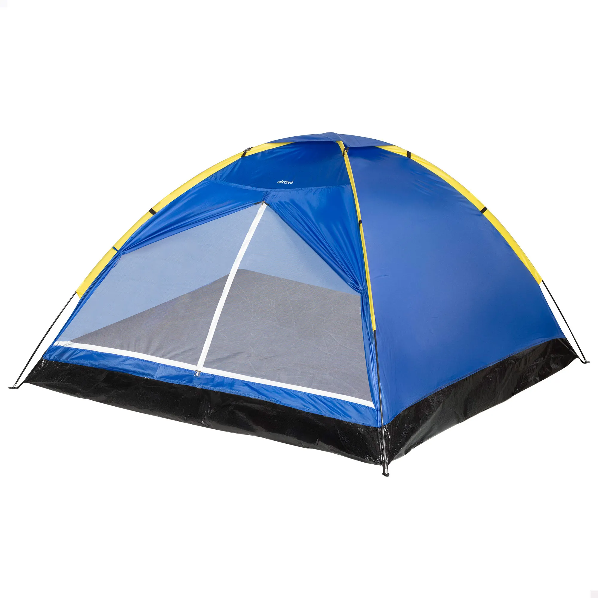 Aktive Camping – Tienda campaña 4 personas tipo dome 210x240x130 cm, diseño iglú con doble techo y mosquitera, estructura de fibra de vidrio, fácil montaje y bolsa incluida
