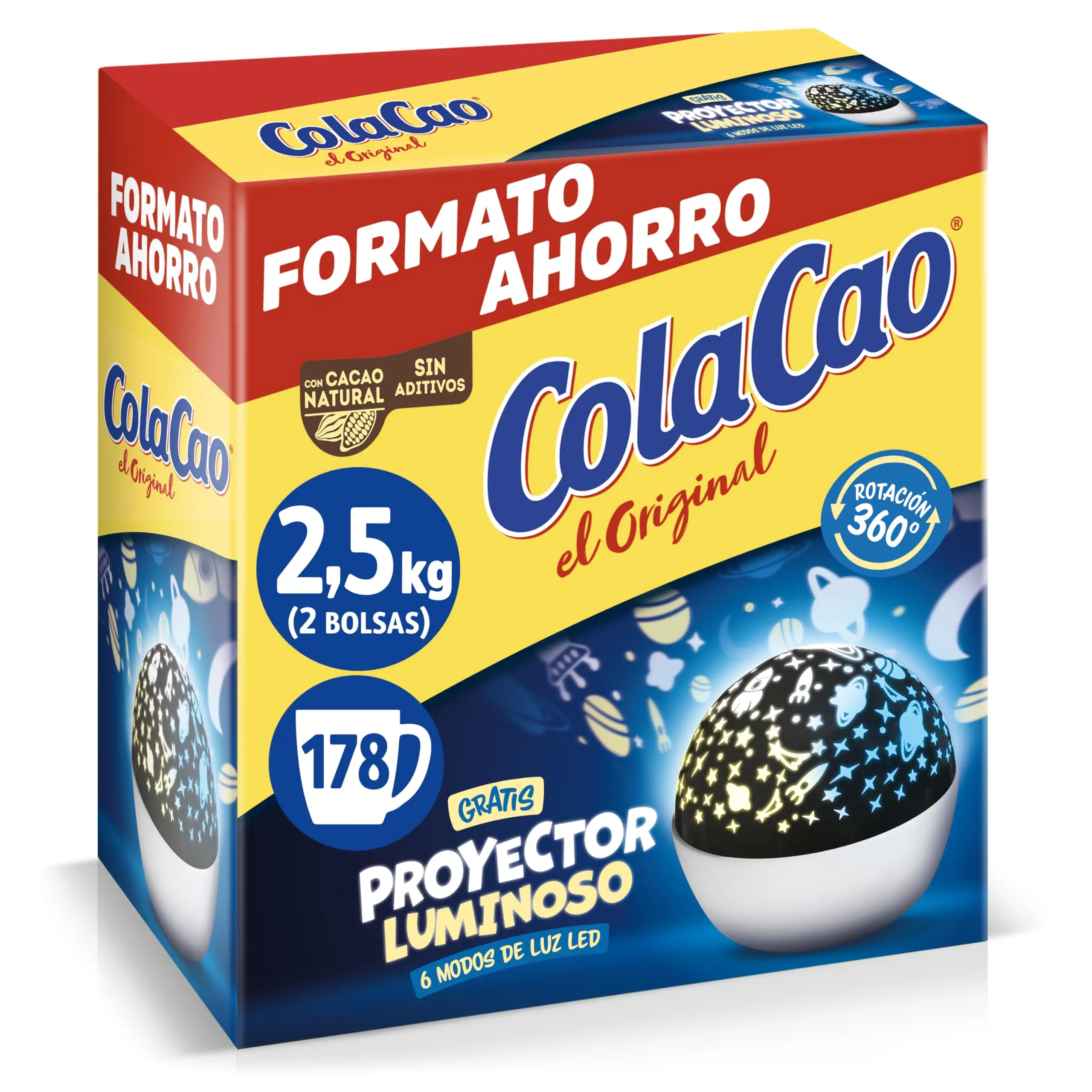 Cola Cao Bebida Instantánea de Cacao Soluble Estuche 2,5 Kg con Regalo