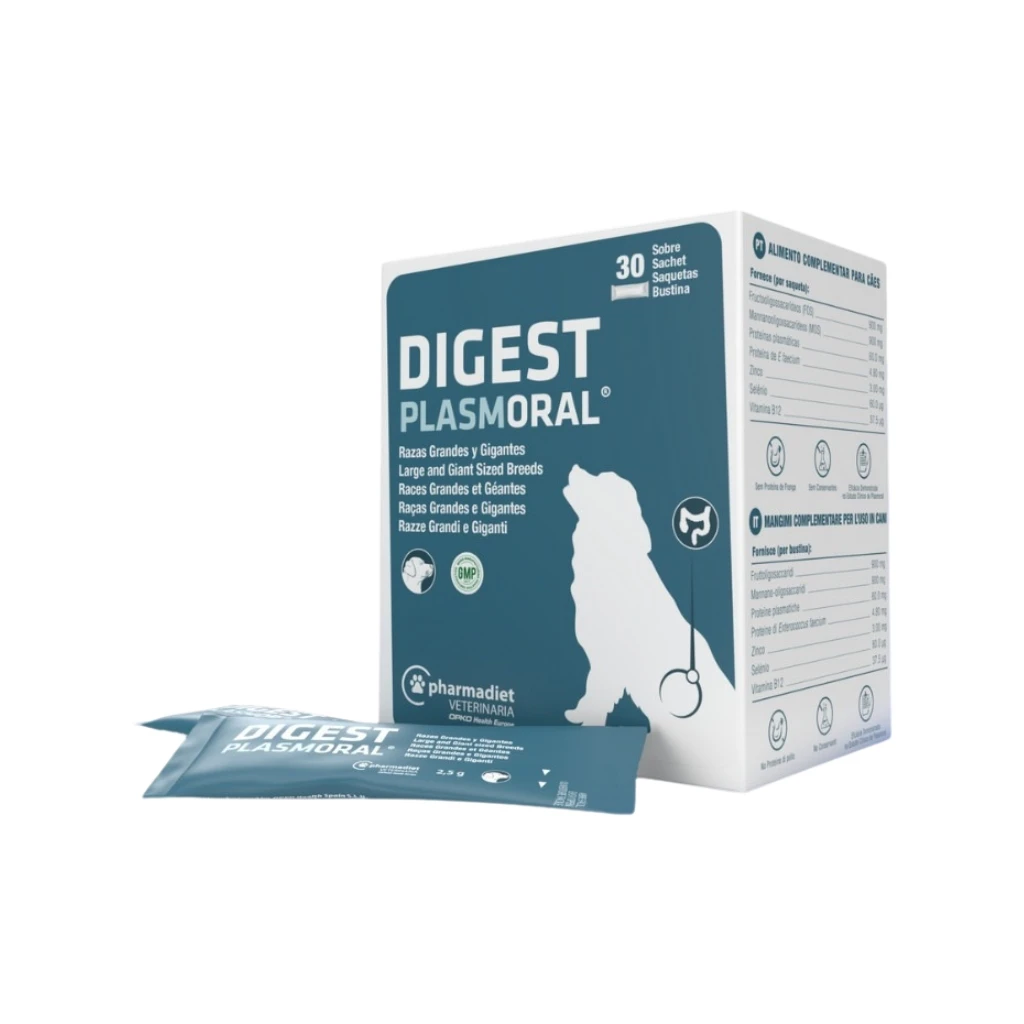PHARMADIET Plasmoral Digest Razas Grandes y Gigantes (desde 20 kg) - Complemento Natural Intestinal para Perros Grandes con Proteínas de Plasma, FOS, MOS y Probióticos