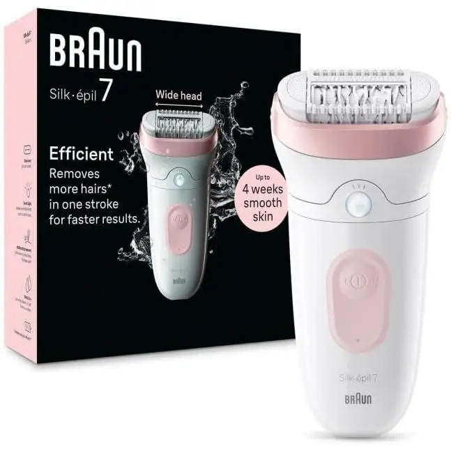 Braun Silk-épil 7-000 depiladora Eléctrica Mujer Para Una Eliminación Del Vello Fácil, Depilación En Seco Y En Mojado, Con Cabezal De Rasuradora, Piel Suave Duradera - Producto Europeo con Garantía Oficial.
