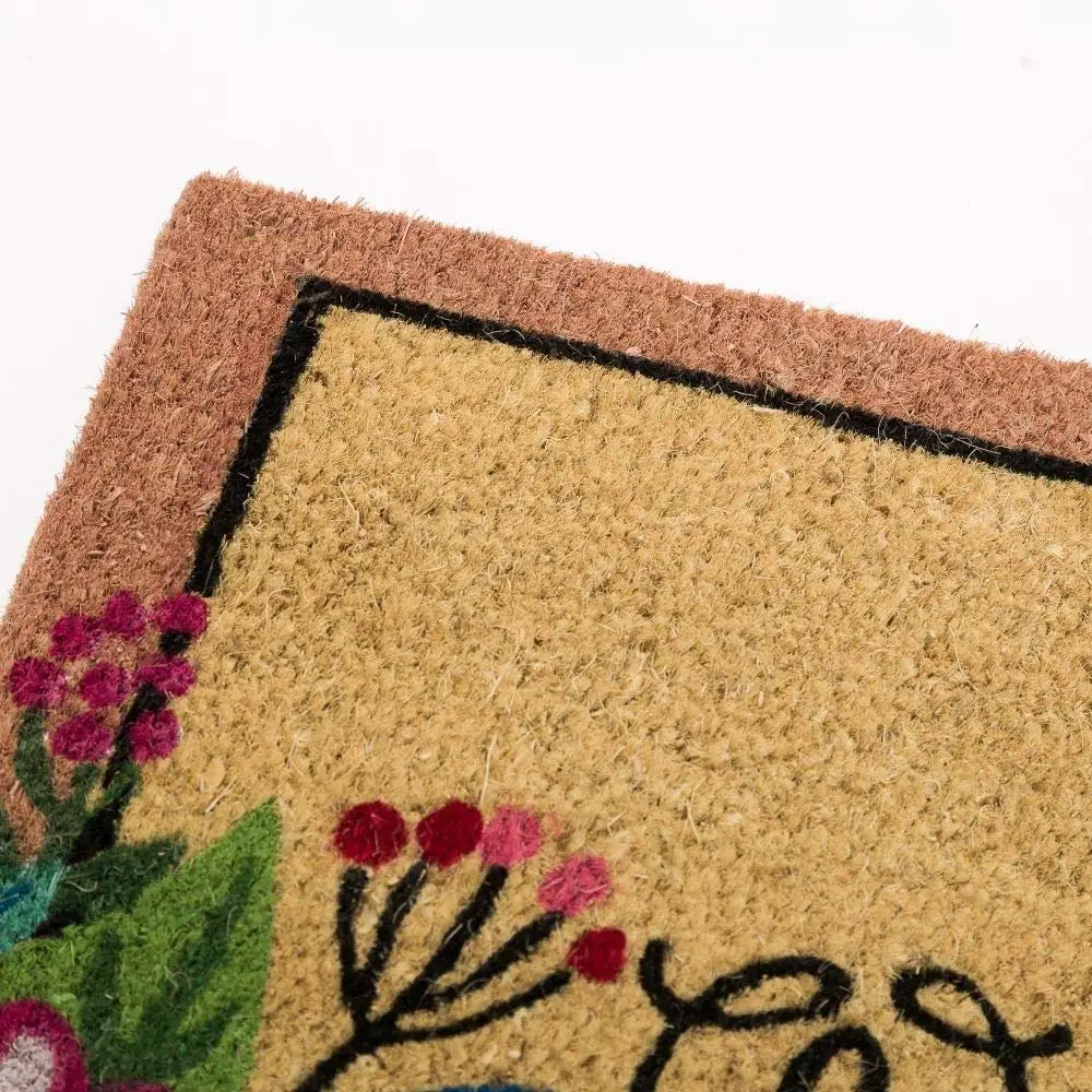 DAMDAM GO coconut fiber doormat 60x40 Oriental rose Rising Sun for entrance