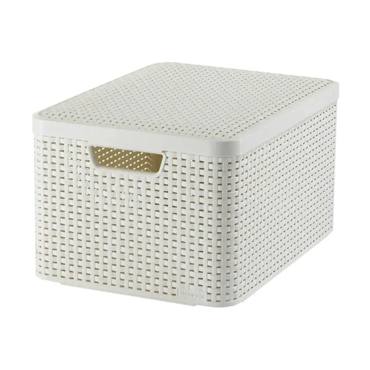 Curver style - 30l basket with lid and handles with ivory rattan effect