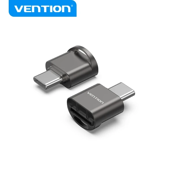 Vention lector de tarjetas microsd - interfaz usb 2.0 - tipo c - proceso de galvanoplastia niquel - color negro