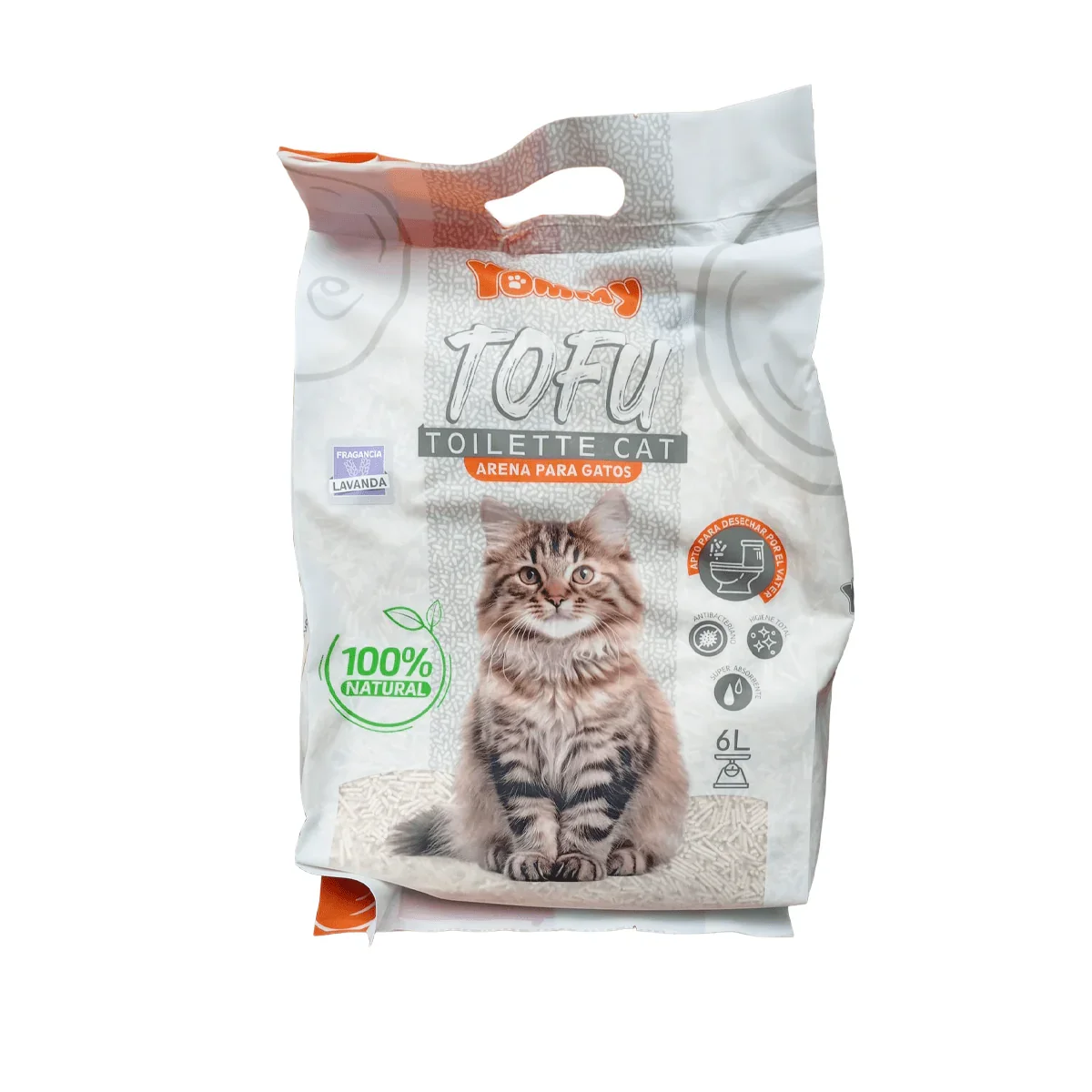 UD -Arena Tofu Toilette Cat ,LAVANTA– Arena Ecológica para Gatos Vegetal, Biodegradable y Apta Desechar en Inodoro