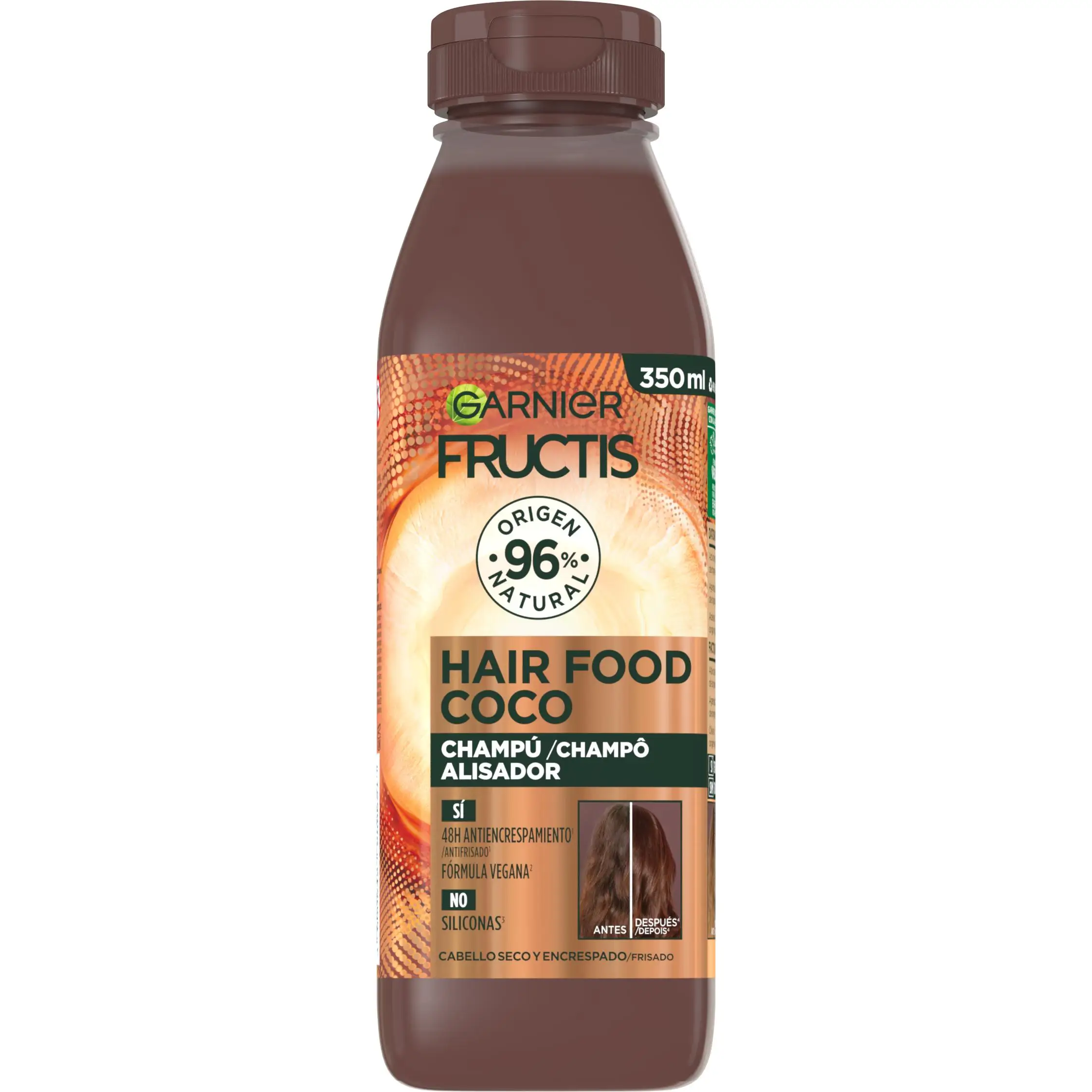 GARNIER Fructis Hair Food Sets Coco Champú, Acondicionador o Mascarilla Alisador para Cabello Seco y Encrespado