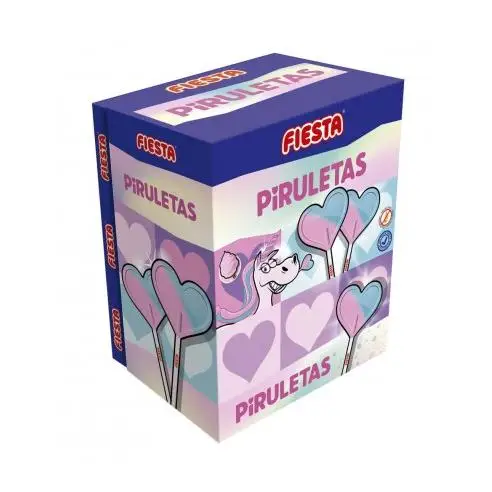 PIRULETA PARTY UNICORN FLAVOR BLUE COTTON 80 UNITS WITHOUT GLUTEN. NO LACTOSE