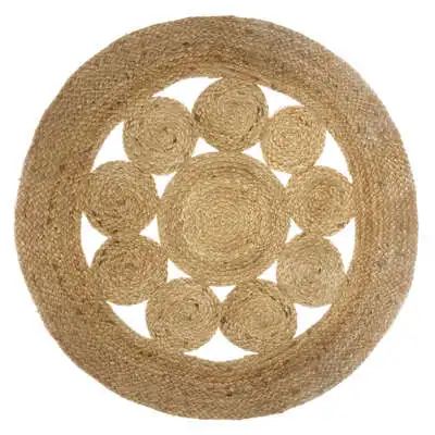 Factory Cuadros Alfombra Calada de Yute 80cm - Decorativa y Resistente