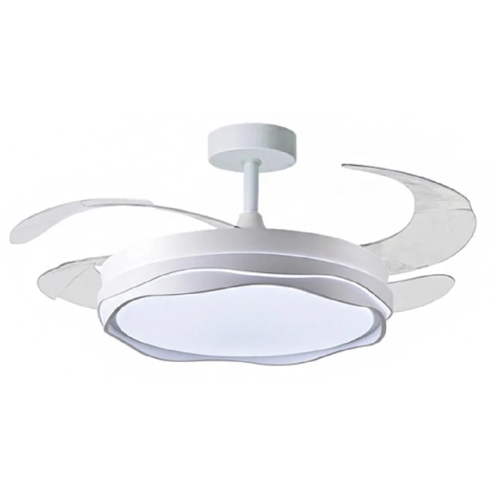 BEL AIR HOME - Ventilador KIRA - DC blanco, 4 aspas retráctiles, 72W LED 3000|4000|6000K. Para habitaciones y salones.