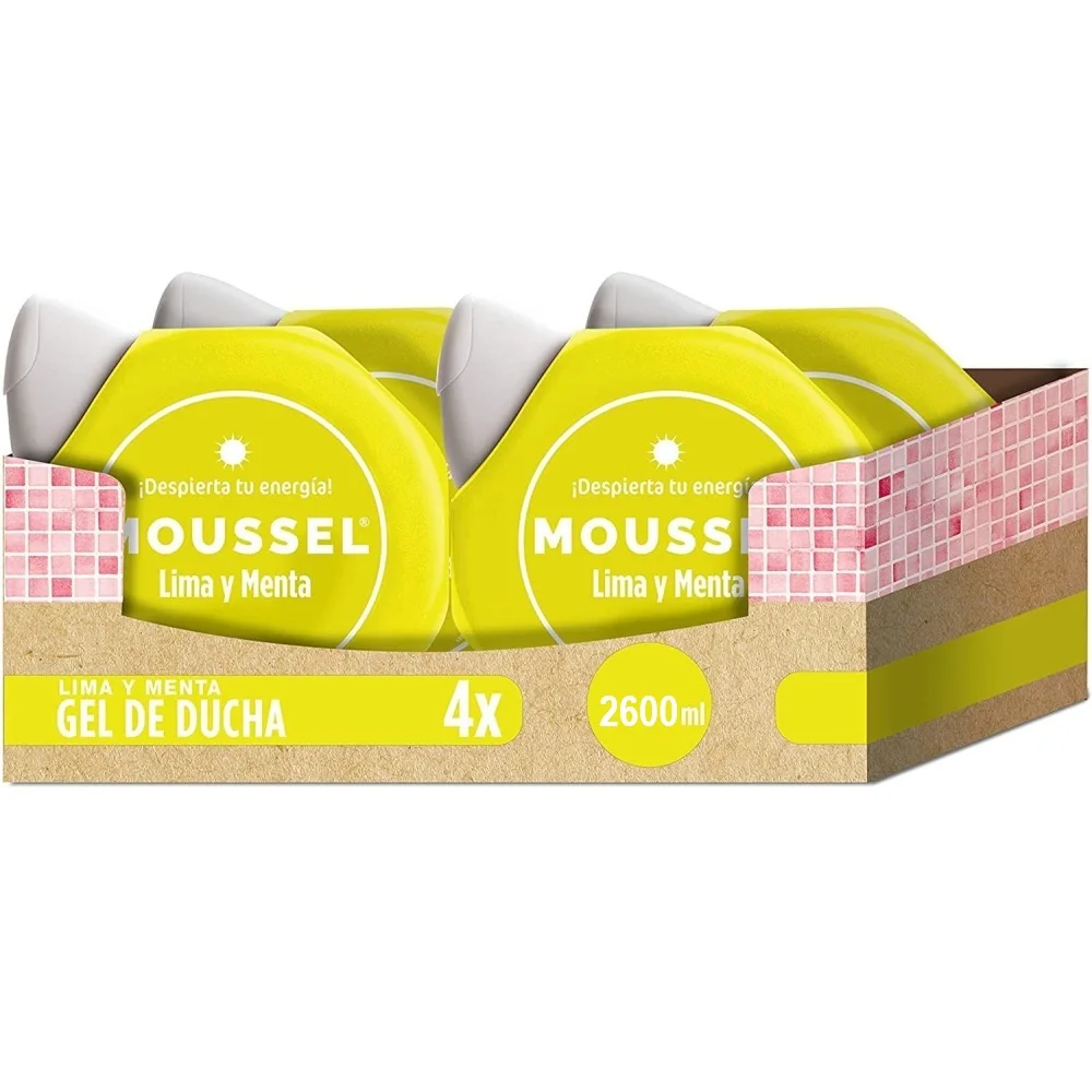 Moussel Lima y Menta, Gel De Ducha Revitalizante 4x650ml, Pack Ahorro, Fragancia Única, Origen Natural, Textura Suave Y Cremosa, Espuma Abundante, Despierta tu energía