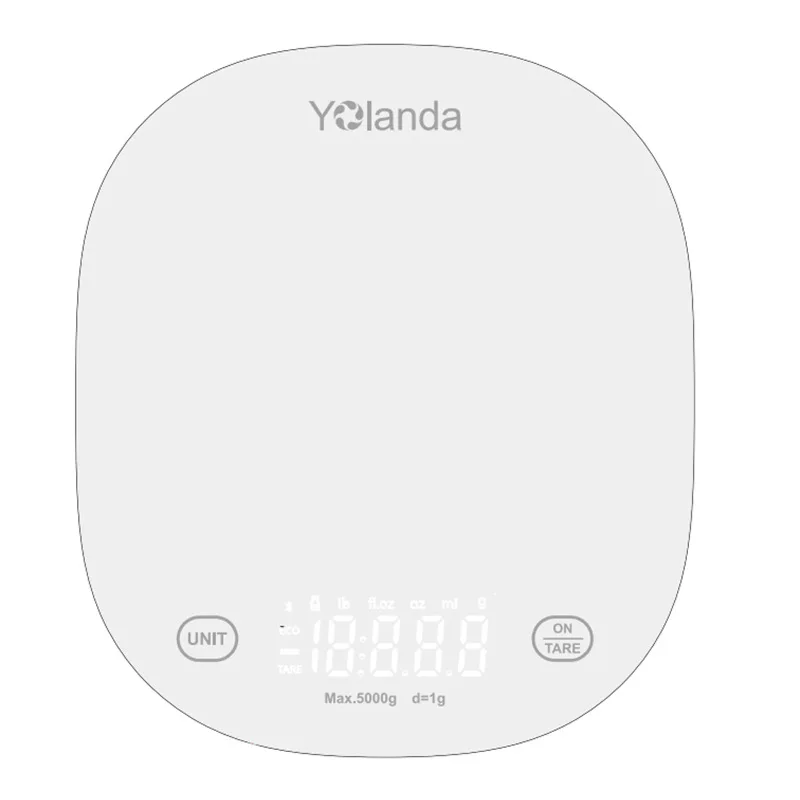 Bascula de Cocina hasta 5kg, Báscula Inteligente Con Bluetooth, Balanza para Alimentos con Superficie de Vidrio Templado y Pantalla LCD, Peso de Comida Funciona con Pila AA, Alta Precisión de 1g,