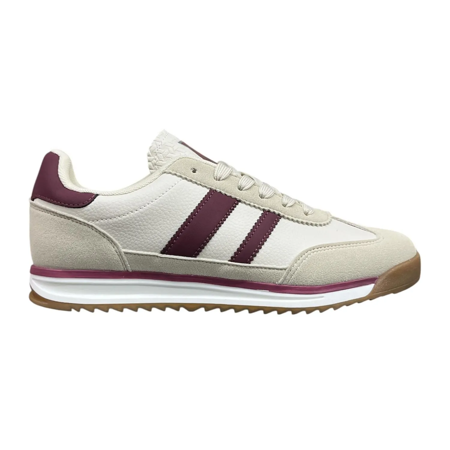 Combined Beige Sneakers by NATALIA, women's shoes with two stripes, featuring a comfortable design perfect for outdoor activities and versatile for spring and autumn wear.