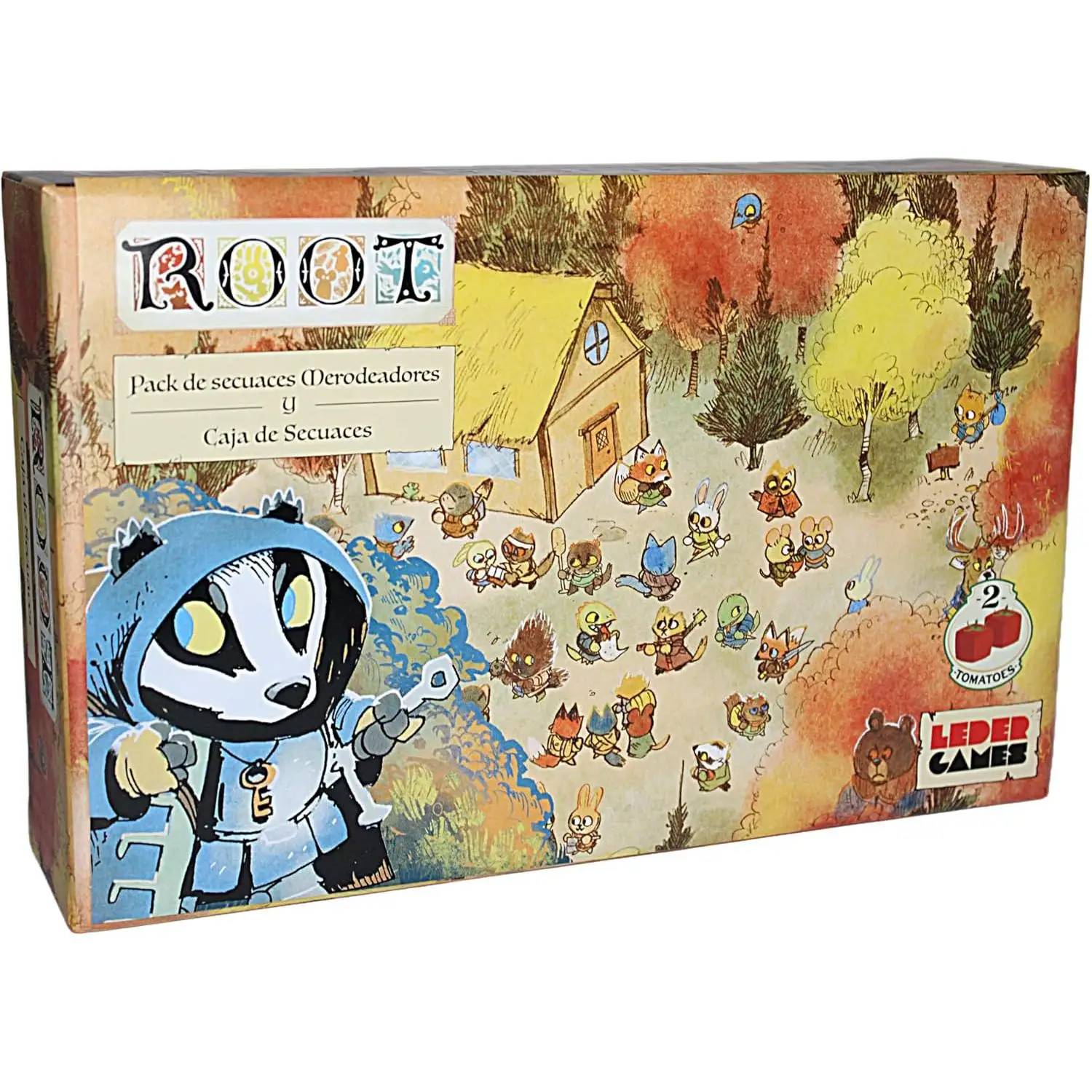 2tomatoes Games | Root: Marauding henchmen | Board game with board | Hand management | 2-4 players | Language: Spanish | Theme: Animals