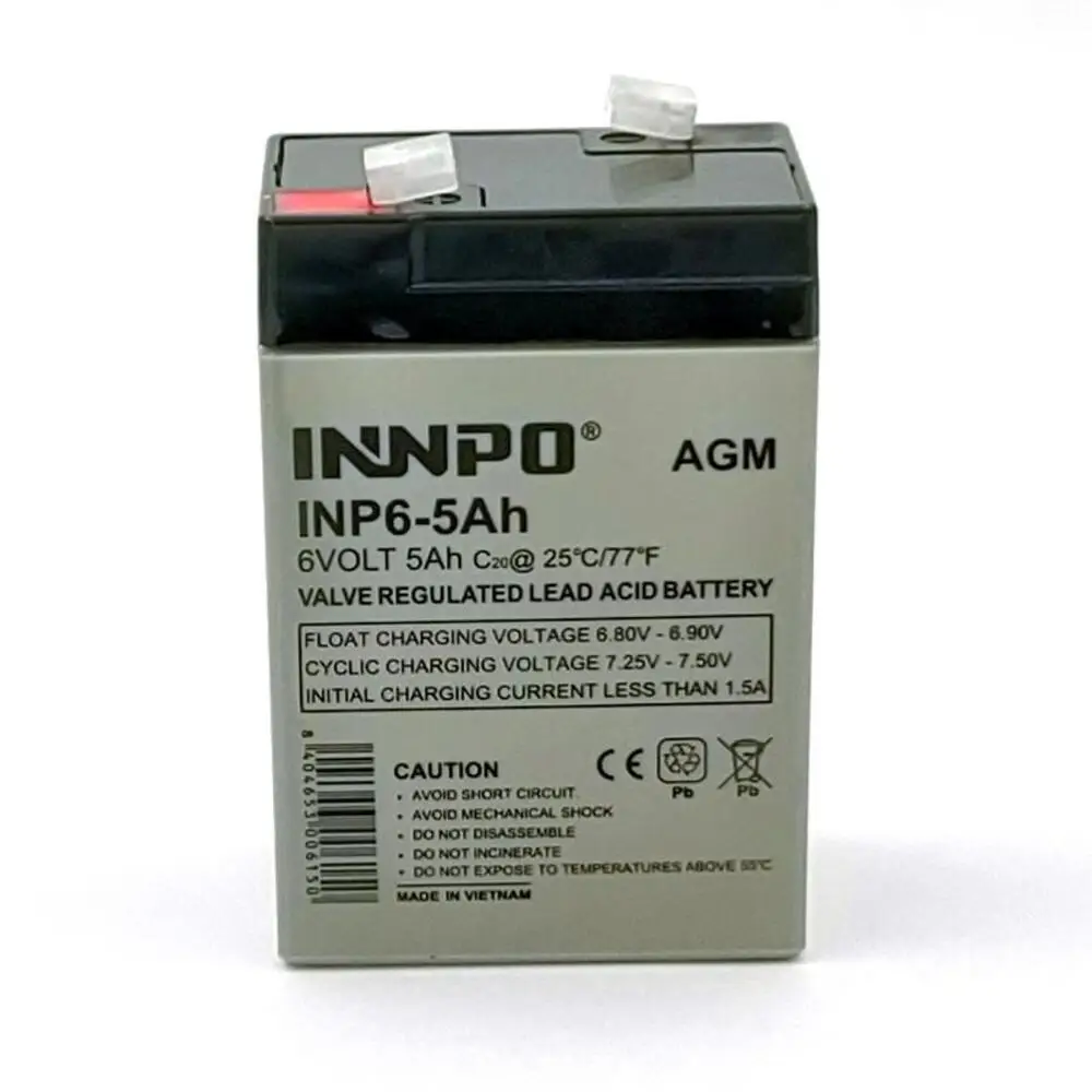INNPO Bateria Plomo tecnologia AGM 6V 5Ah sellada