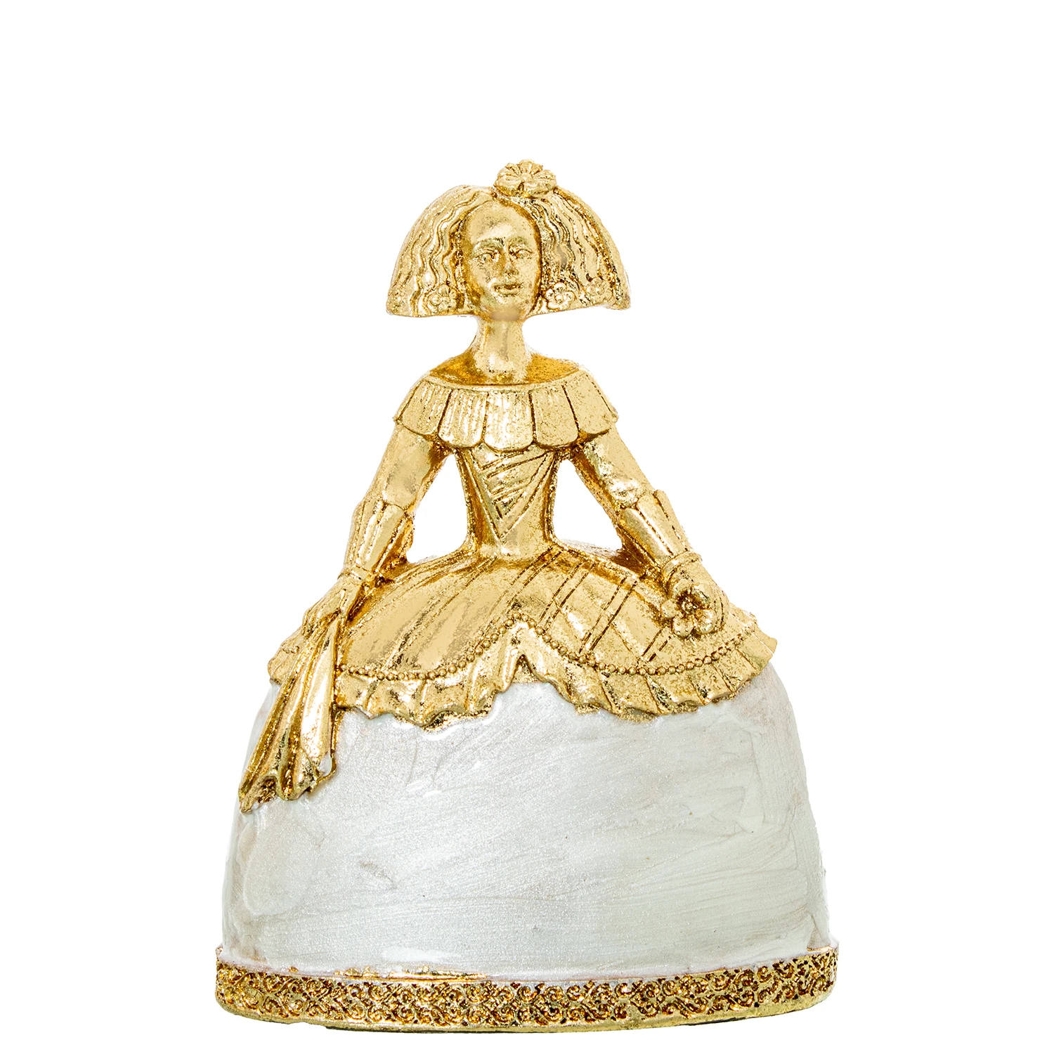 Figura menina 15cm resina dorada, nacar 11x6x15cm