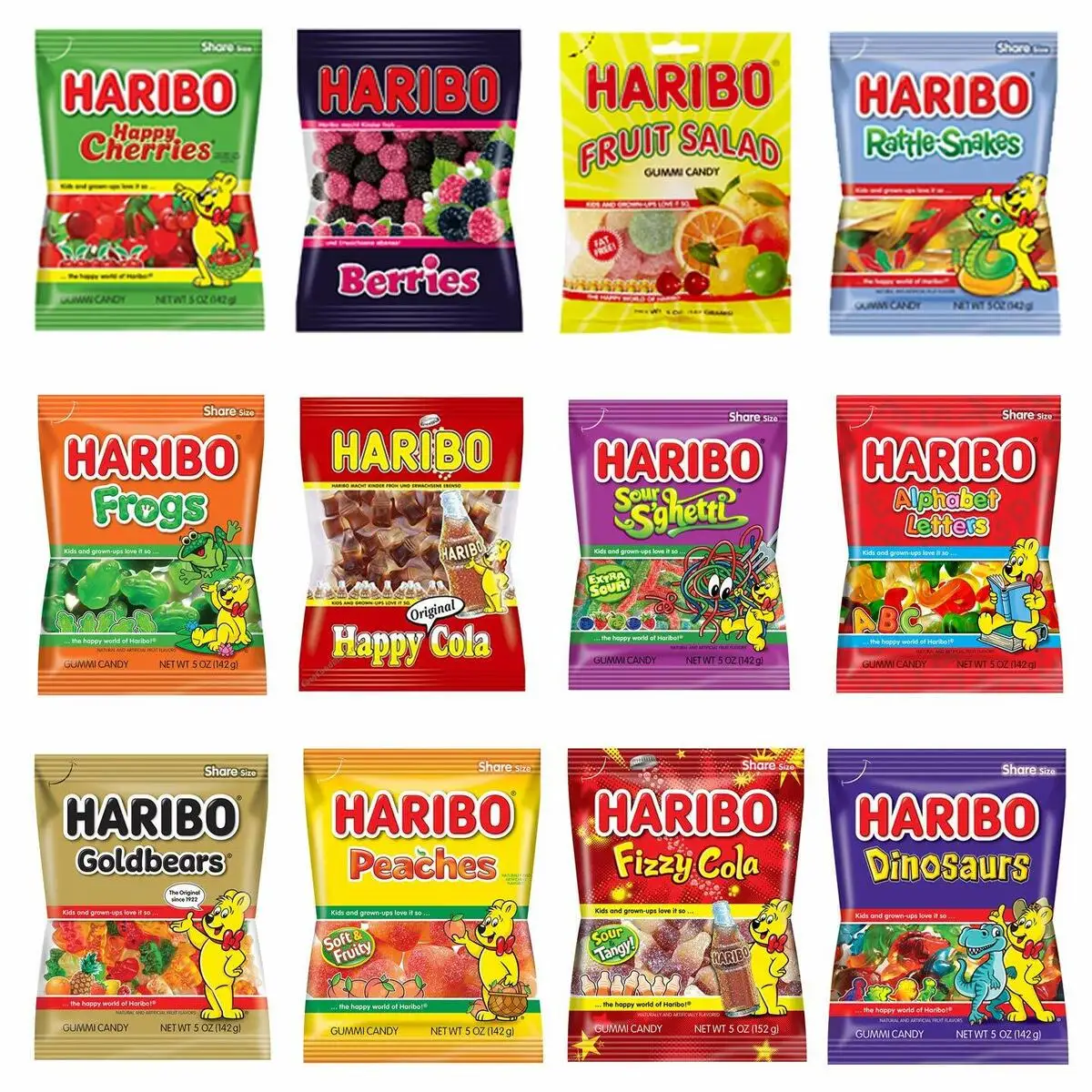 Haribo chuches viario sabor Sabor de tu elección total 34 sabor -10 bolsa *90g/80g/175g