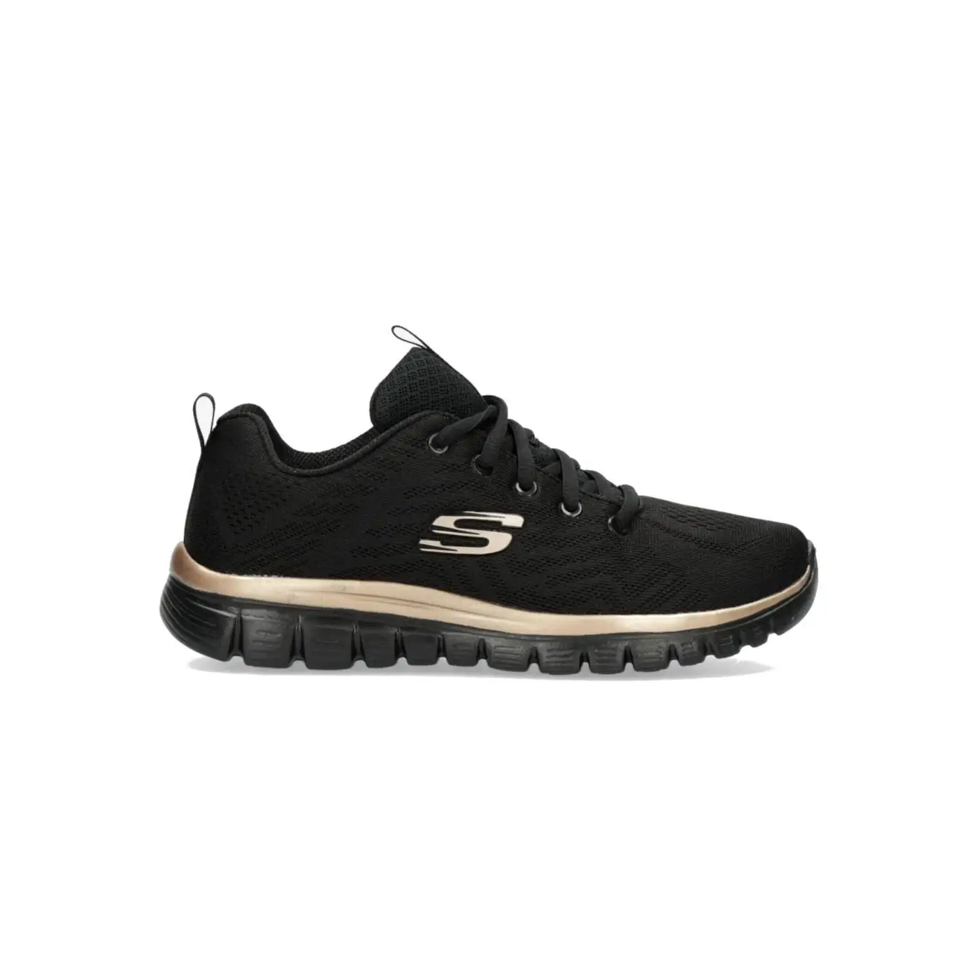 Zapatillas Skechers Graceful Mujer Negro - Con Adorno Dorado - Transpirables