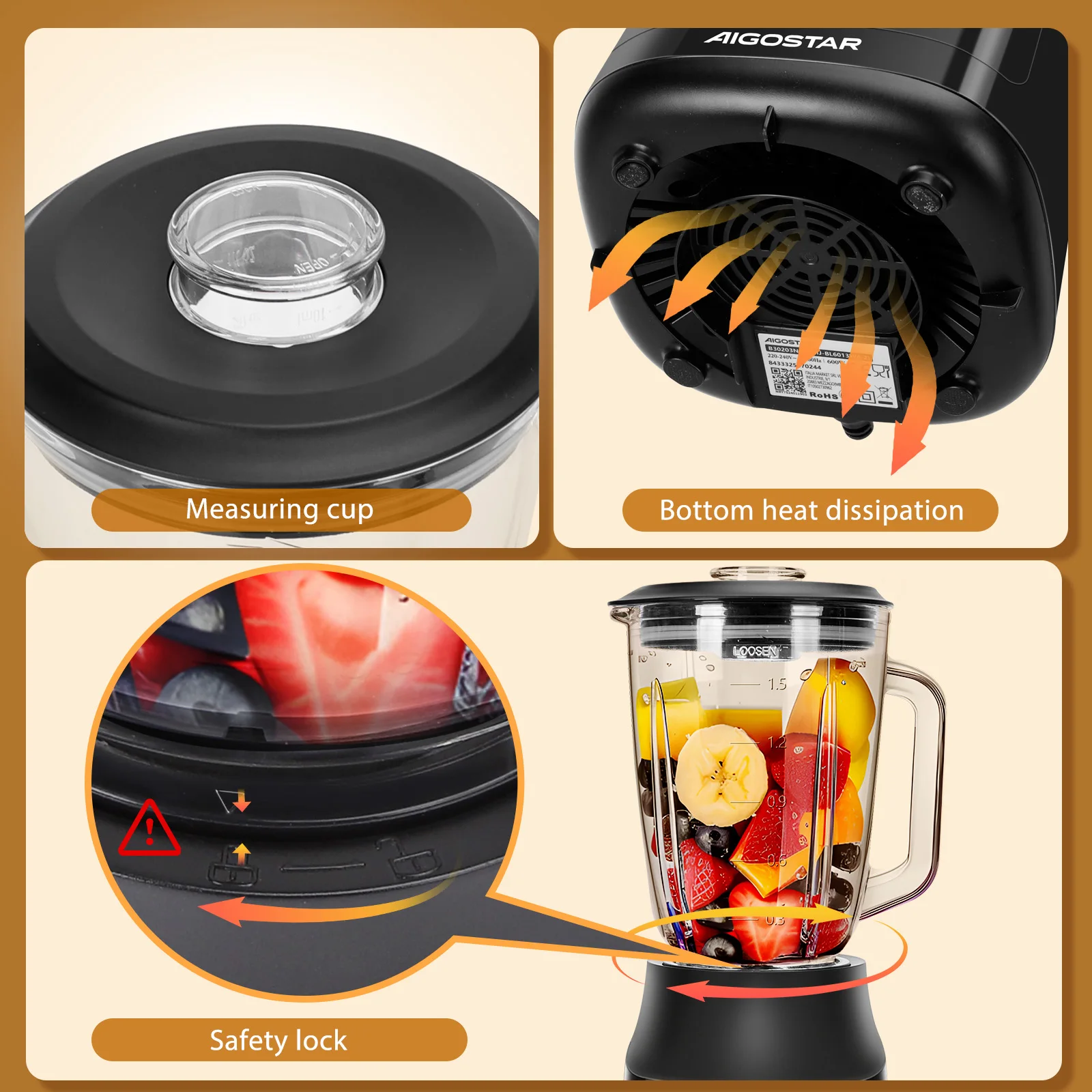 خلاط بهلوان ايجوستار، سعة 1.5 لتر، 600 وات، سحق الثلج. خلاط مع 4 شفرات بطبقة تيتانيوم وسرعتين + وظيفة توربو وautoClean. خالية من مادة BPA. #7