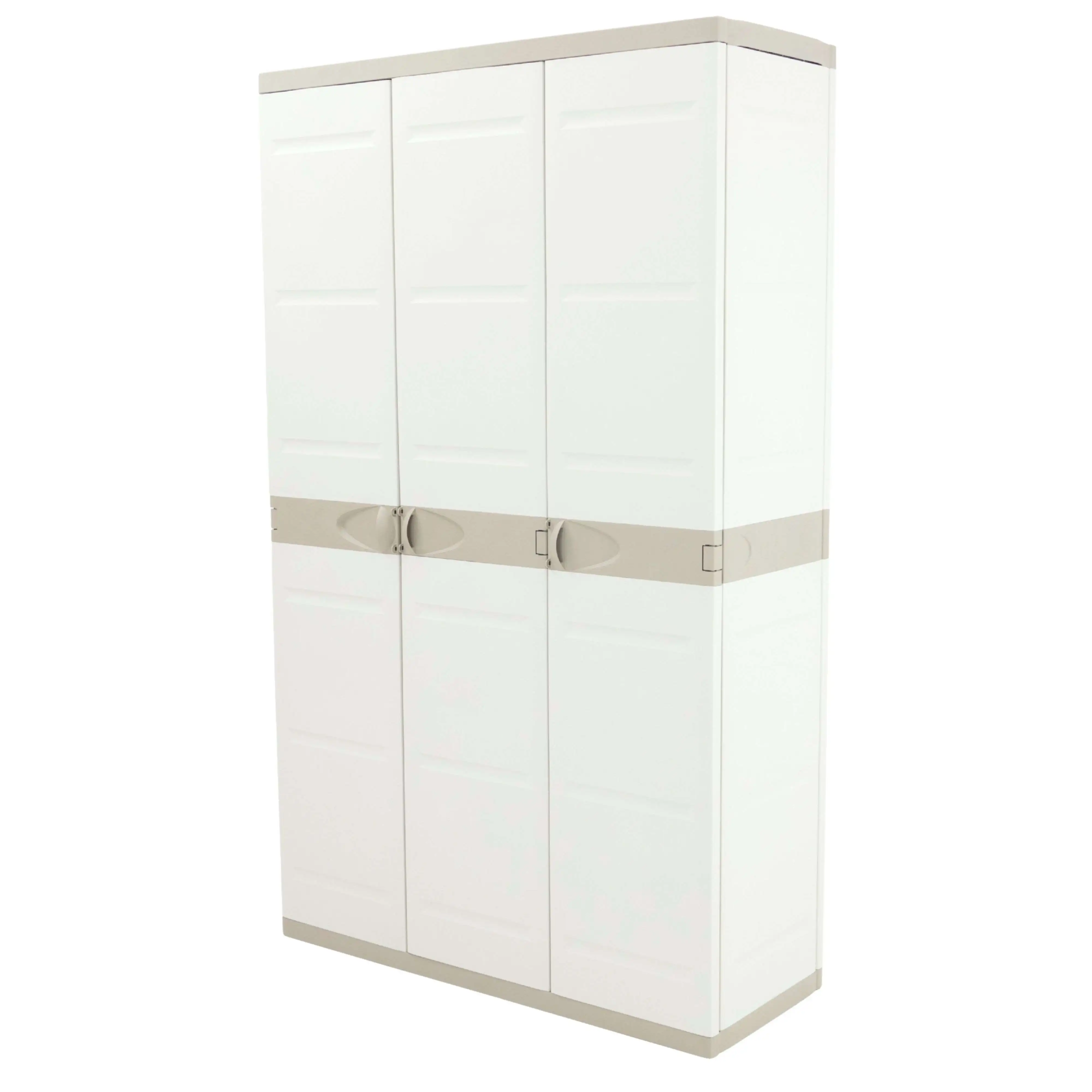 Miroytengo Armario de Jardín 3 Puertas Titanium, Armario de Resina 4 Estantes Regulables Beige 105x176x41 cm