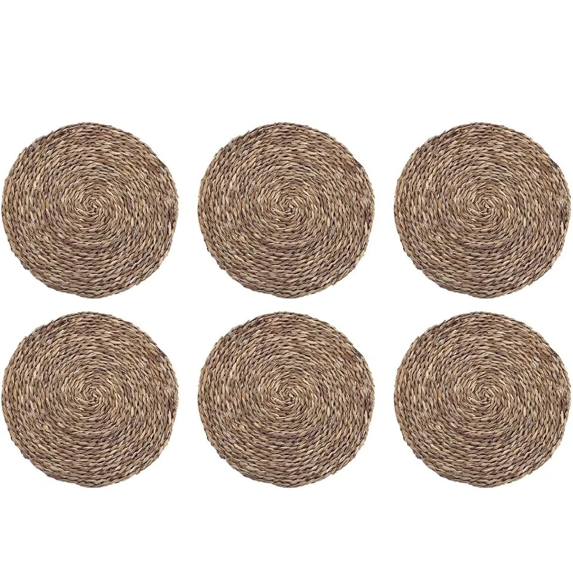 C.A | Pack 6 Manteles Individuales 🪵 | Redondos de Enea Natural | Estilo Rústico | Decoración de Mesa