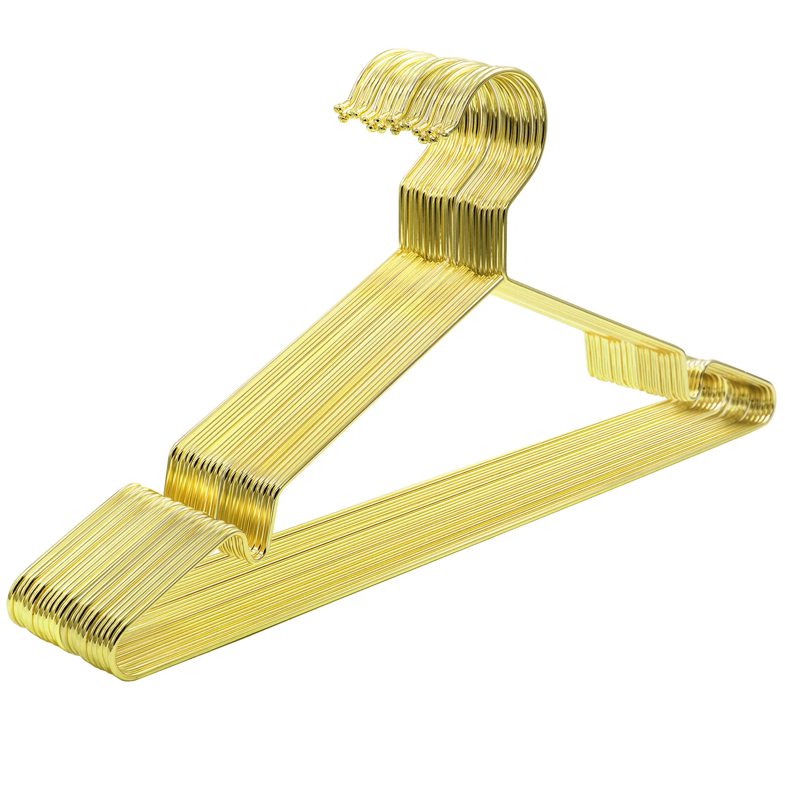 SONGMICS Perchas de 20 Unidades Metálicas para Ropa, Cromadas, Resistentes a la Corrosión, Ahorran Espacio, Duraderas, 42 cm, Oro/Rosa Dorado