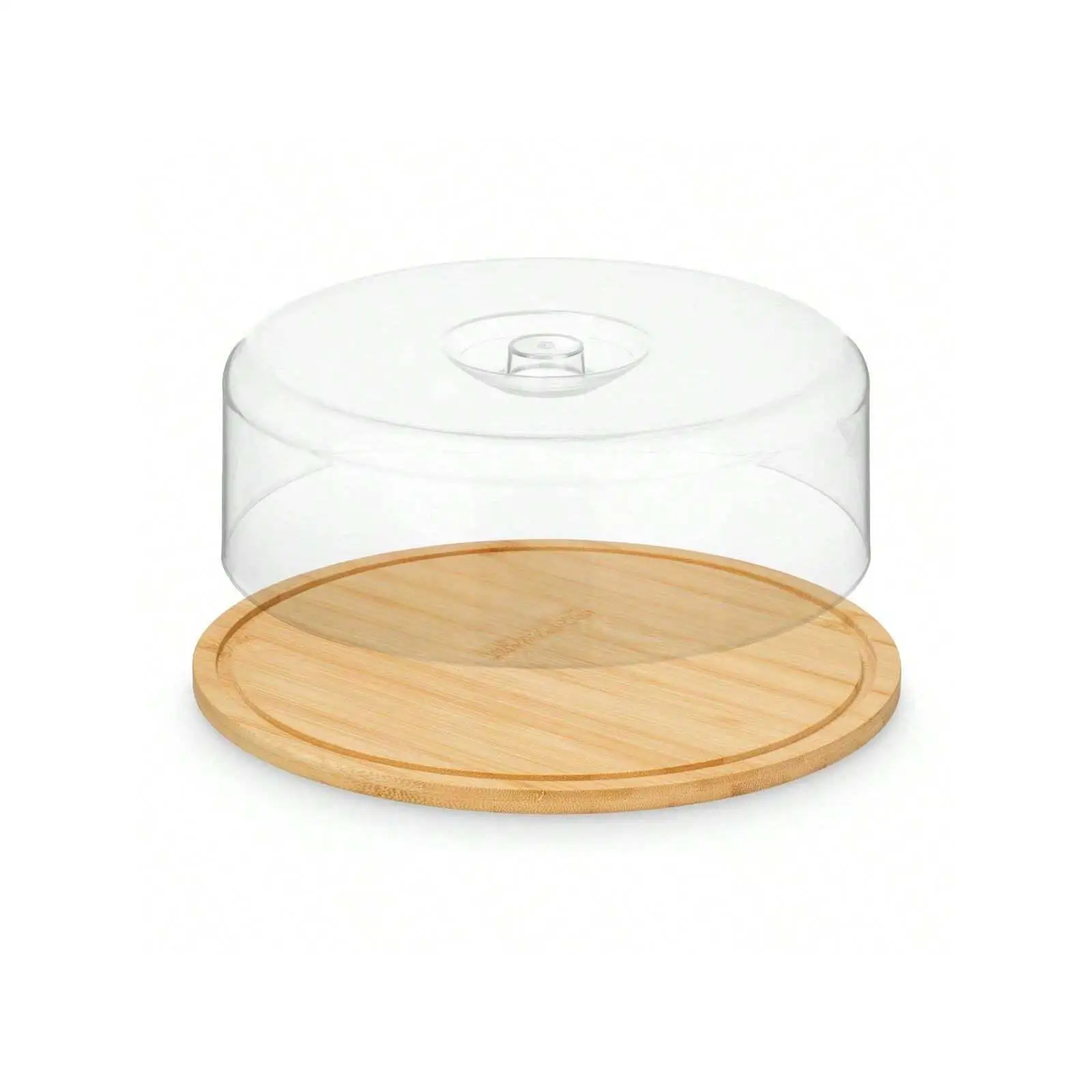MAXHOME-Quesera redonda bambu,28cm con base de bambu