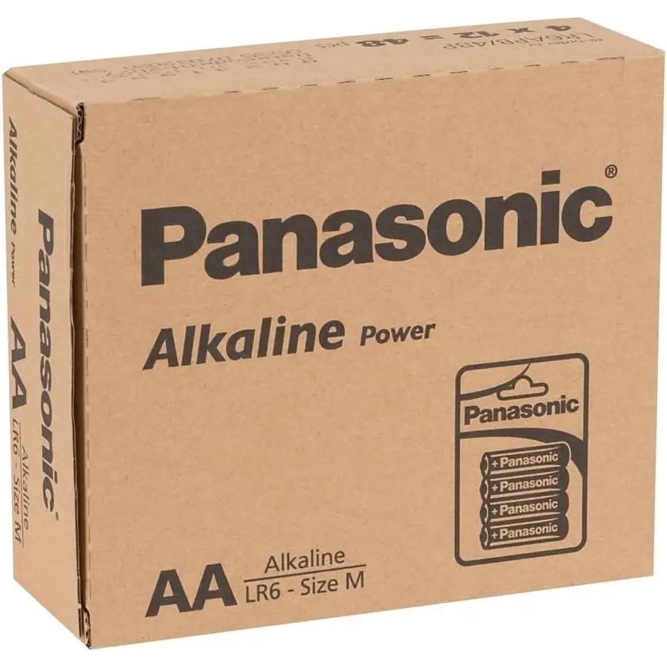 Pilas AA Alcalinas Panasonic POWER LR06 - Pack de 48 Unidades con Protección Antifugas, Ideal para Controles, Juguetes y Cámaras