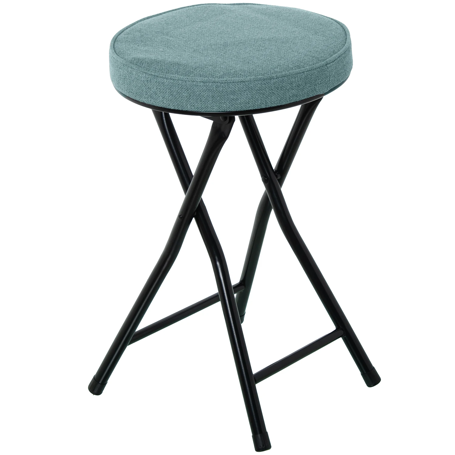 Taburete plegable metal negrotela verde 30x49cm