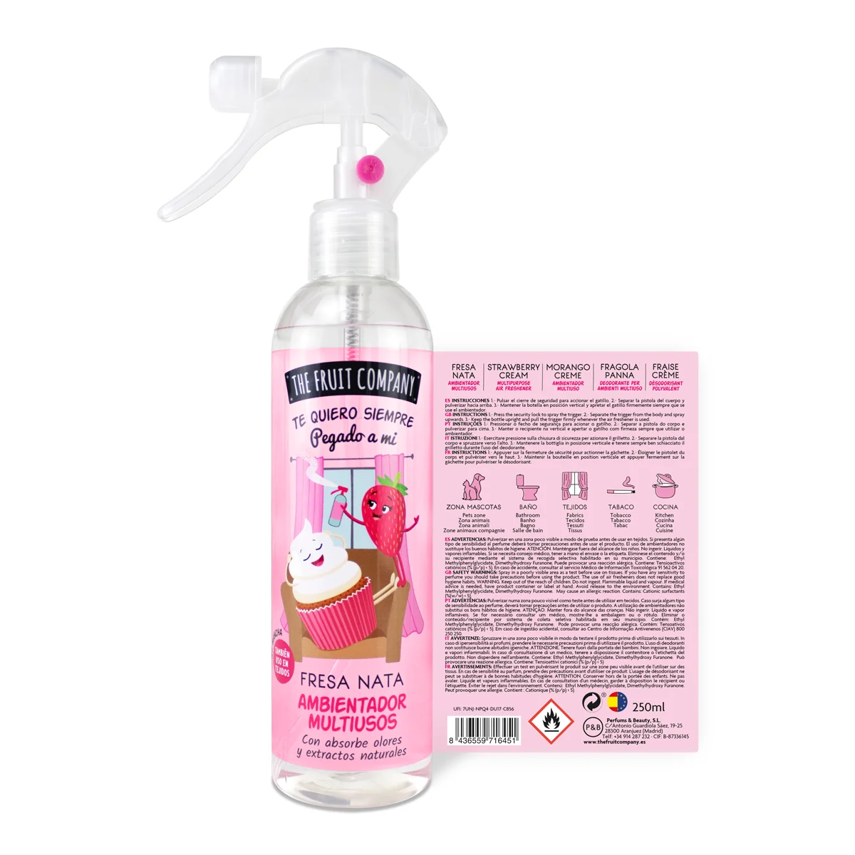Spray Ambientador Multiusos Distintos Aromas: Fresas con Nata - The Fruit Company
