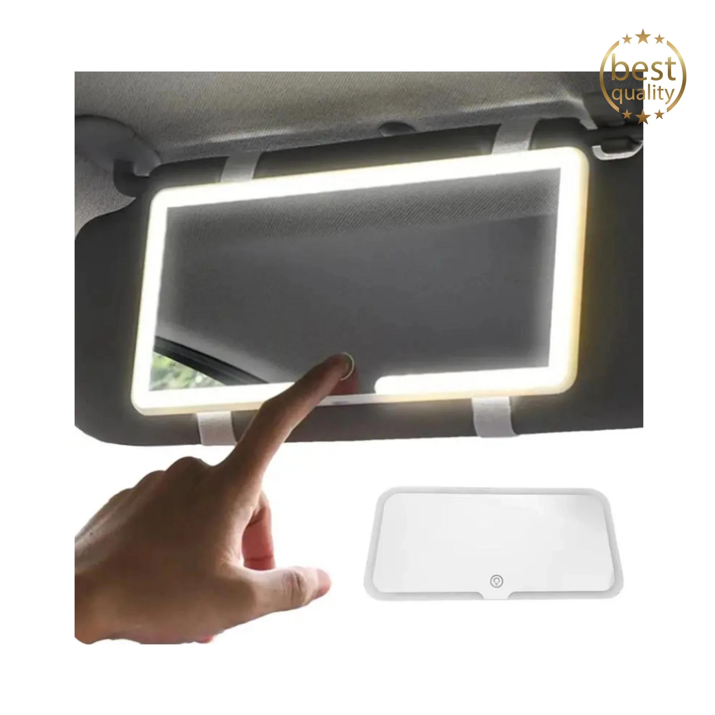 A&M MARBELLA - Espejo Coche LED Recargable con Regulación Continua de Intensidad , Espejo Portatil Con Luz .