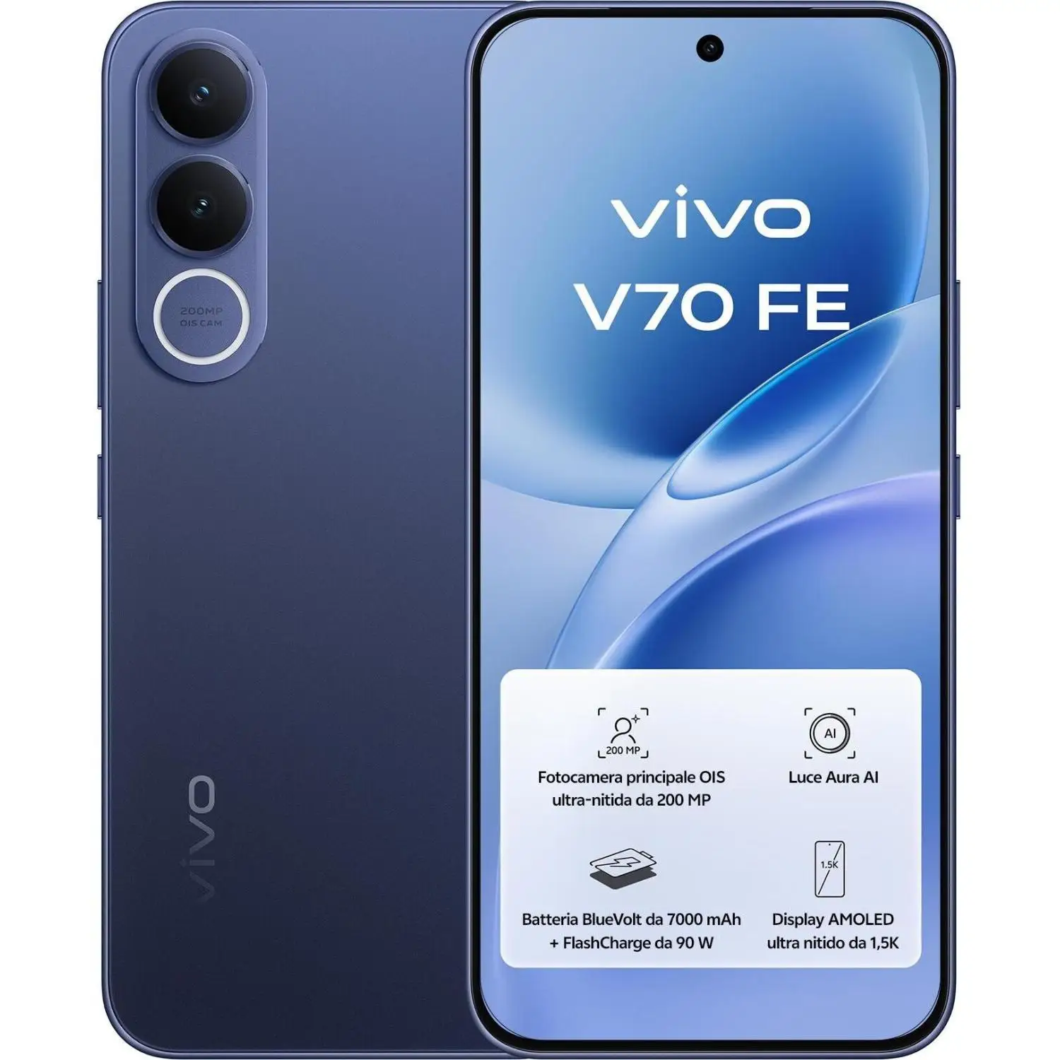 SMARTPHONE - Vivo V70 FE Móvil 5G, cámara Principal ultranítida de 200 MP con estabilización de Imagen (OIS), 8+512 GB, 7000 mAh, Pantalla AMOLED de 1,5K, IP68 e IP69, Smartphone con AI